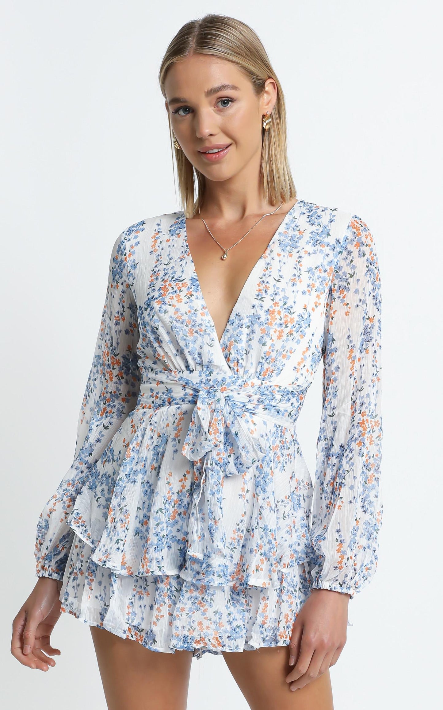 Monique Playsuit in White Floral