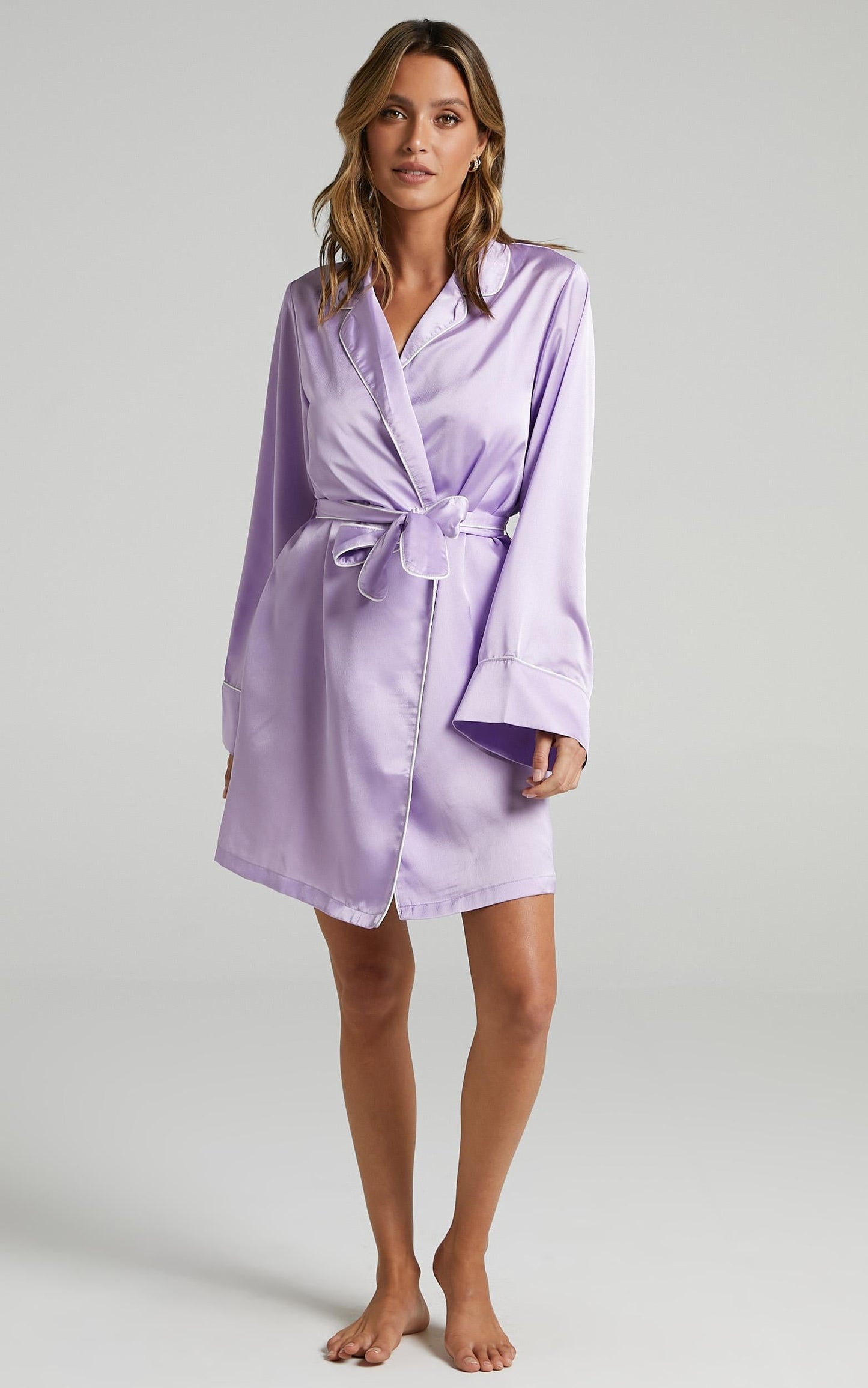 Nap Time Robe in Lilac Satin