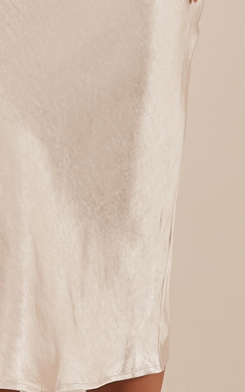 Radio Silence Midi Skirt In Champagne Satin