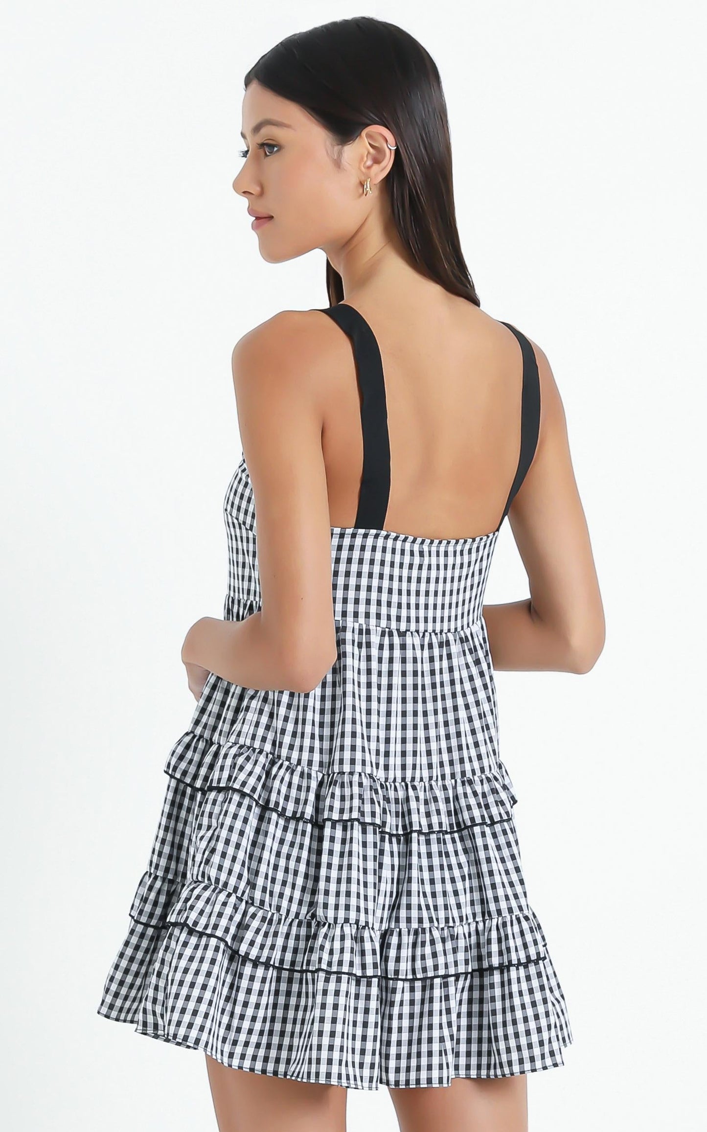 Ora Dress in Black Gingham Check