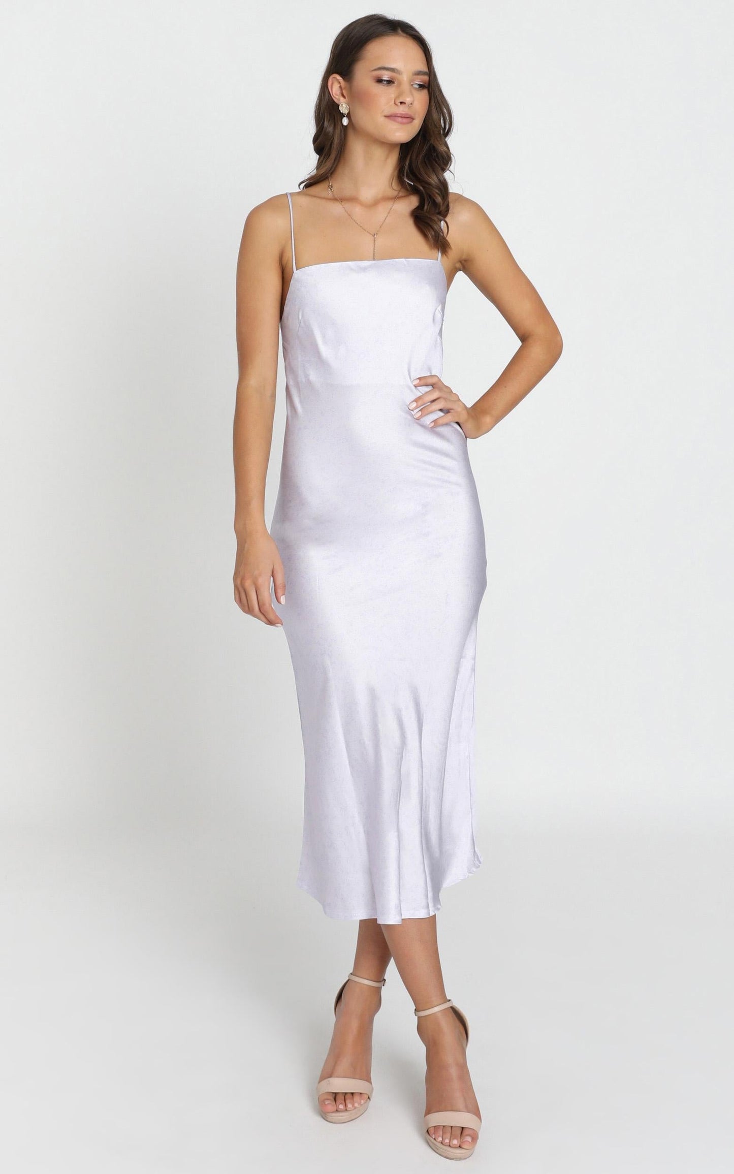 Regina Satin Slip Dress In Lilac Micro Floral