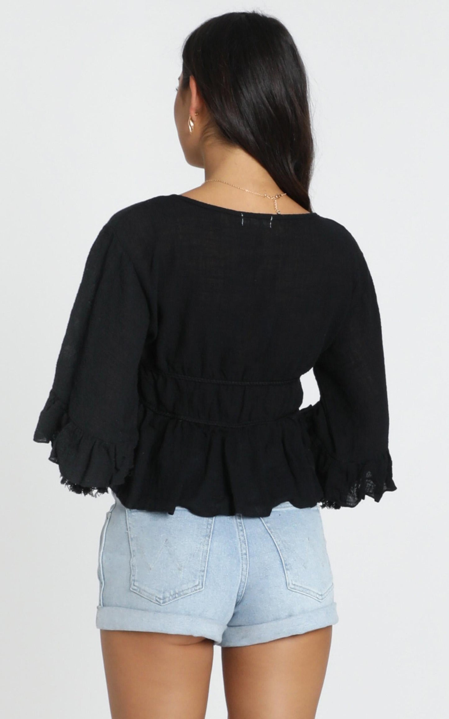 Rana Trim Detail Top In Black