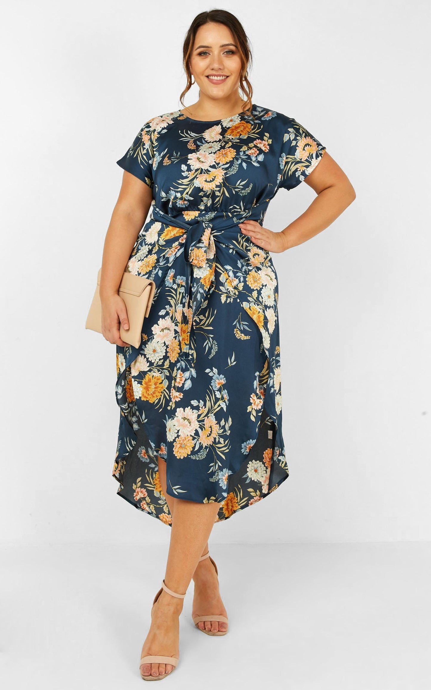 Woman In Power Dress in Navy Floral