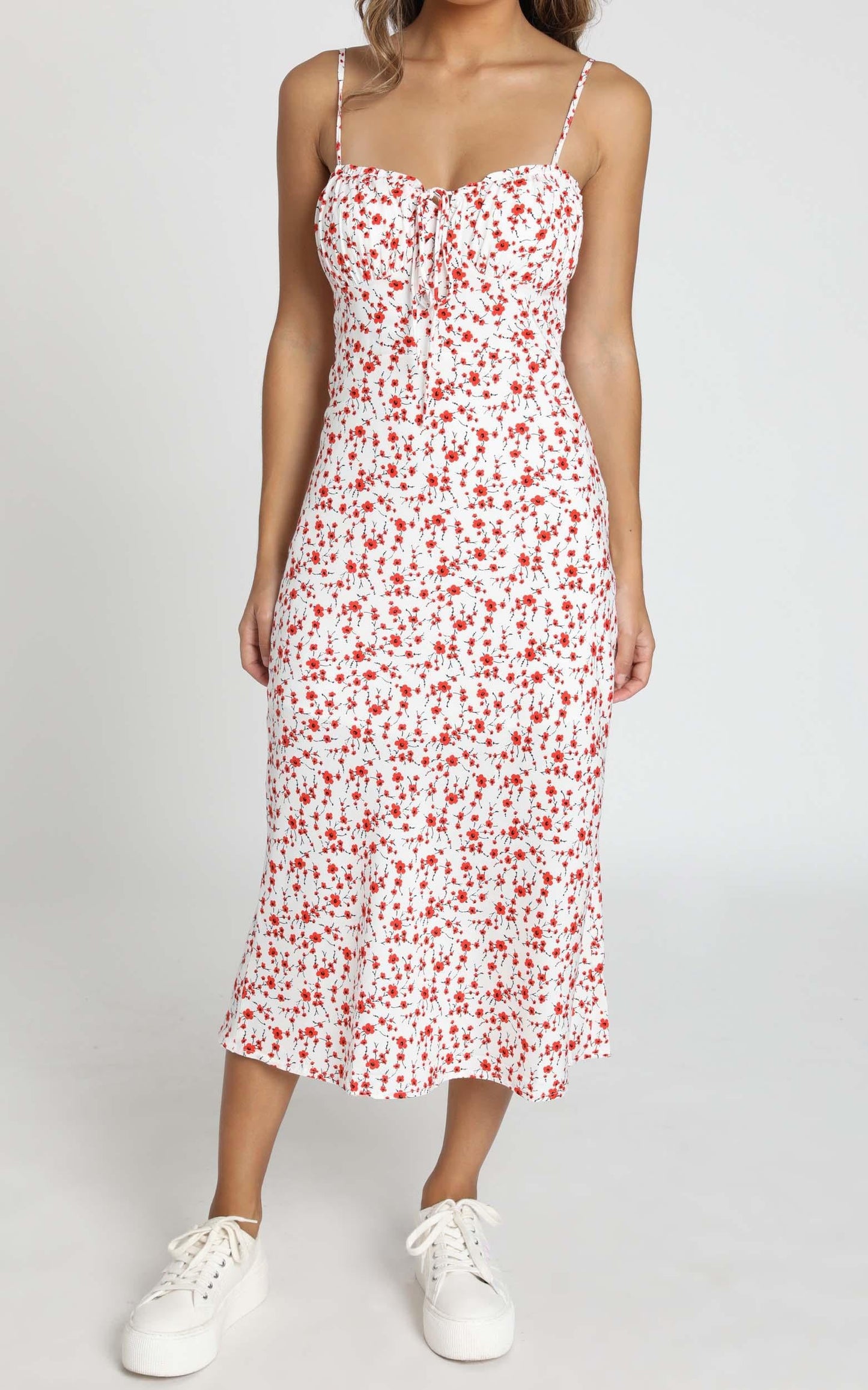 Rushing Back Dress in Red Floral