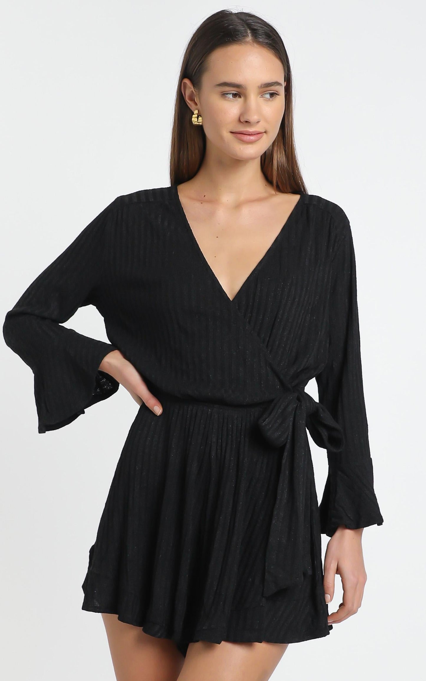 New and Fresh Playsuit in Black Rib