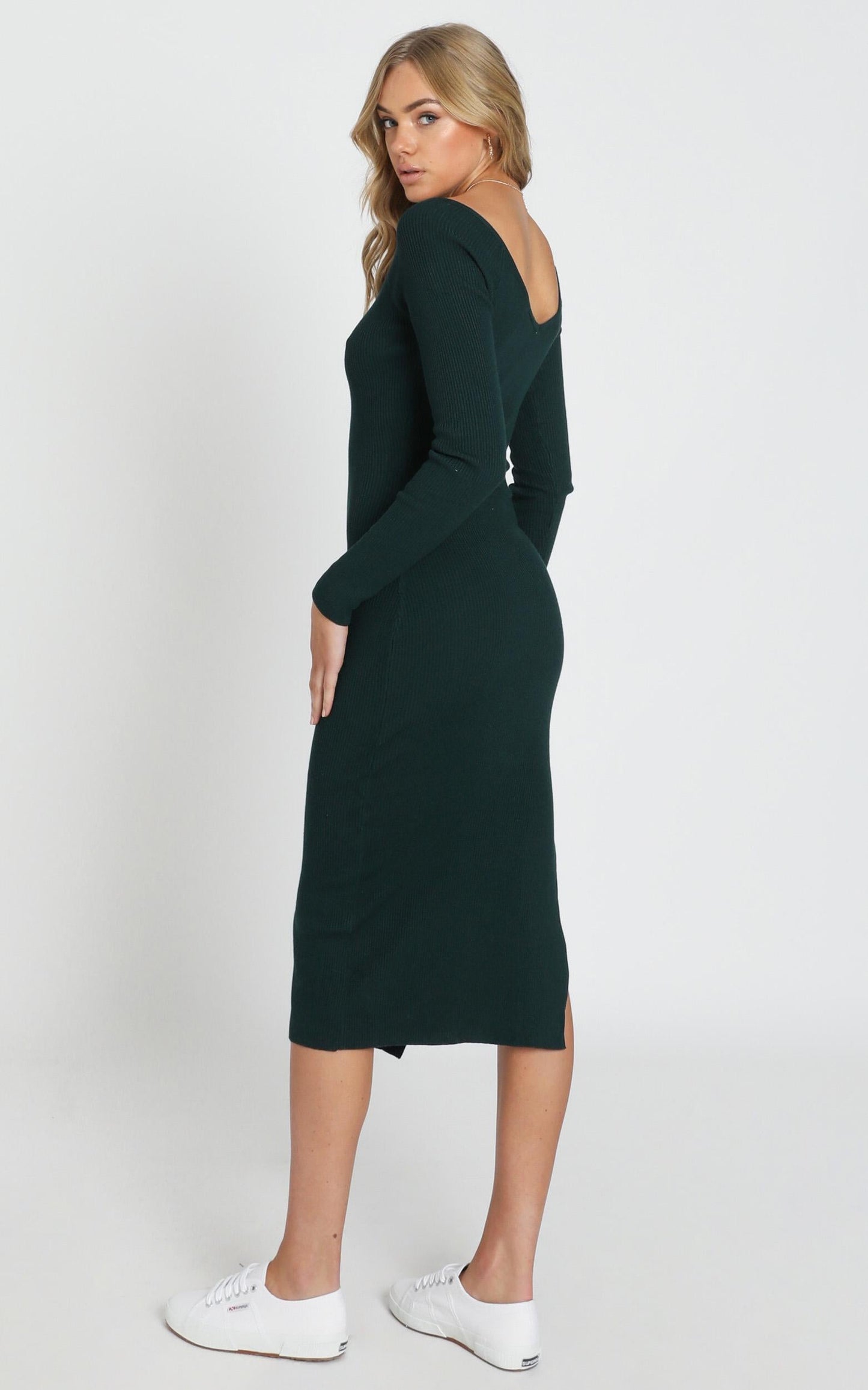 Living For It Knit Dress in Emerald