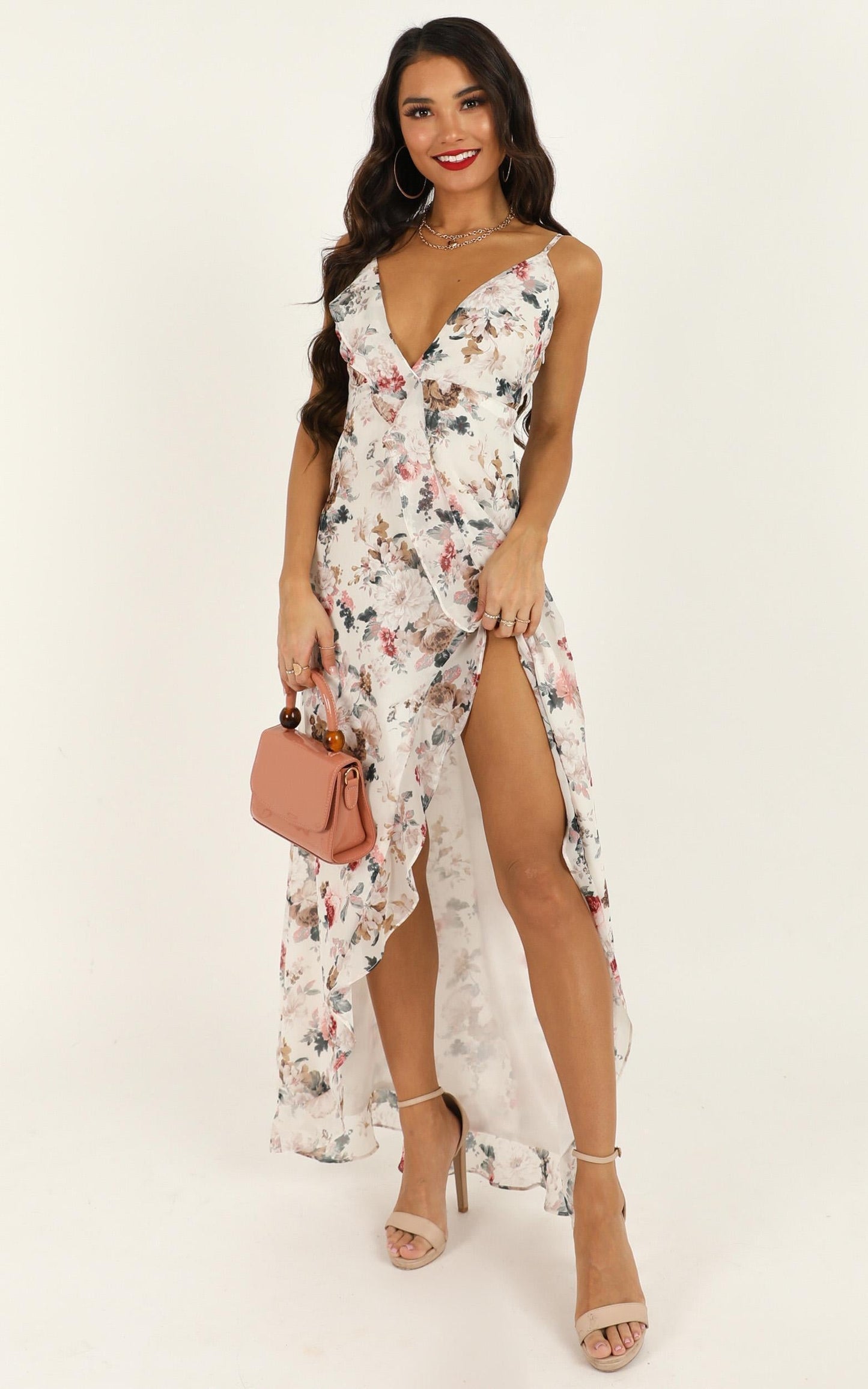 So Clumsy I Am Falling In Love Dress In White Floral