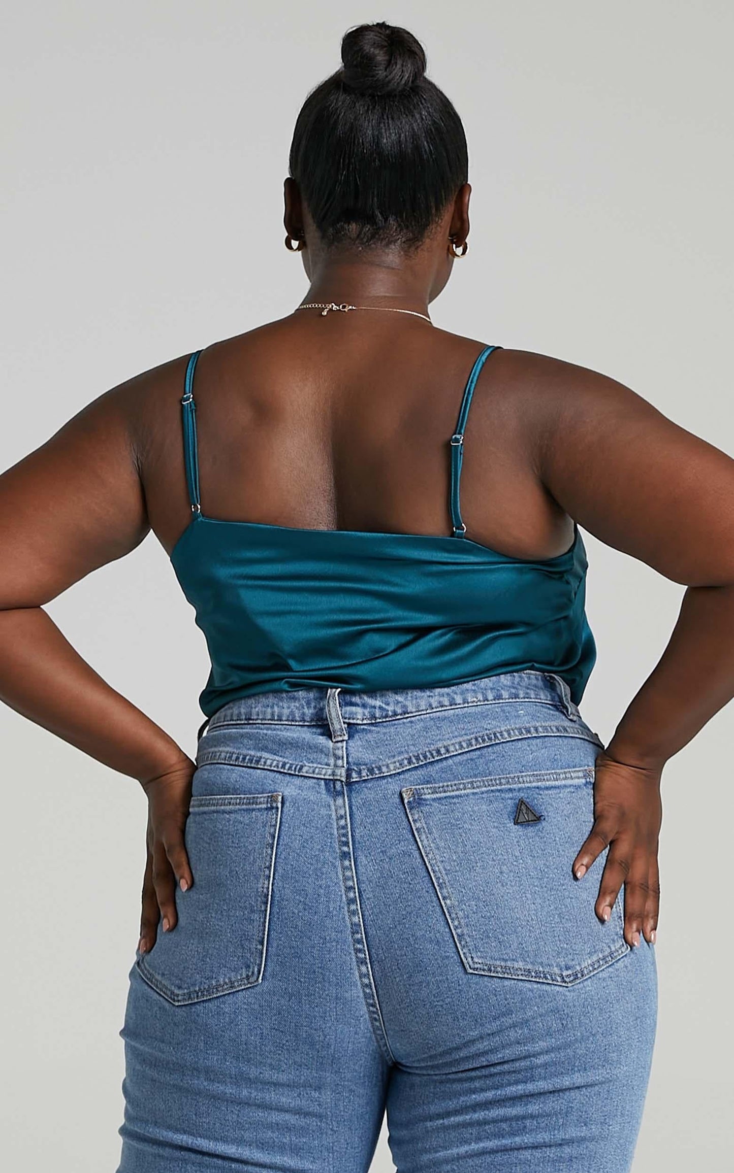 High Key Top in Teal Satin