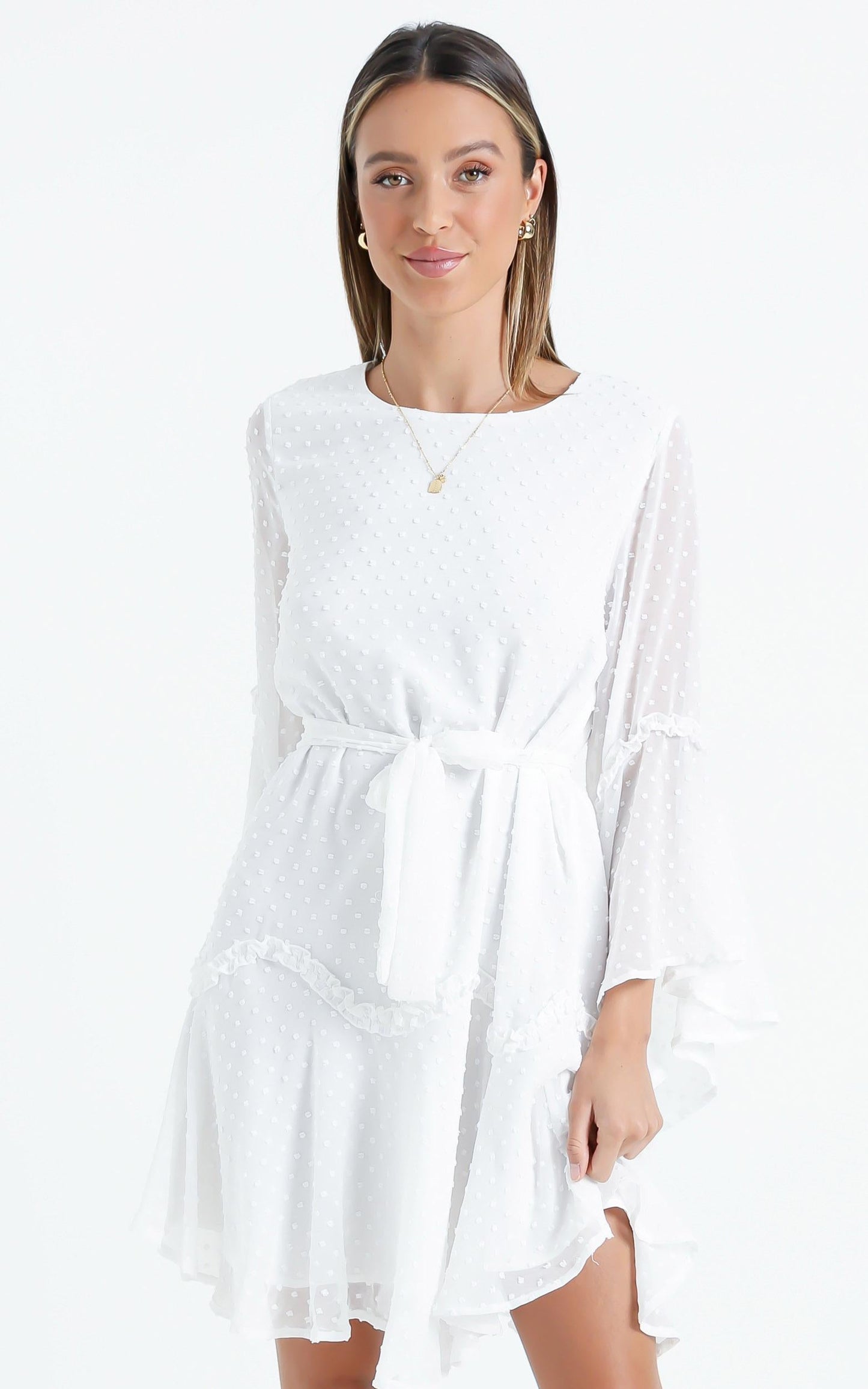 So Whats Next Dress in White Dobby