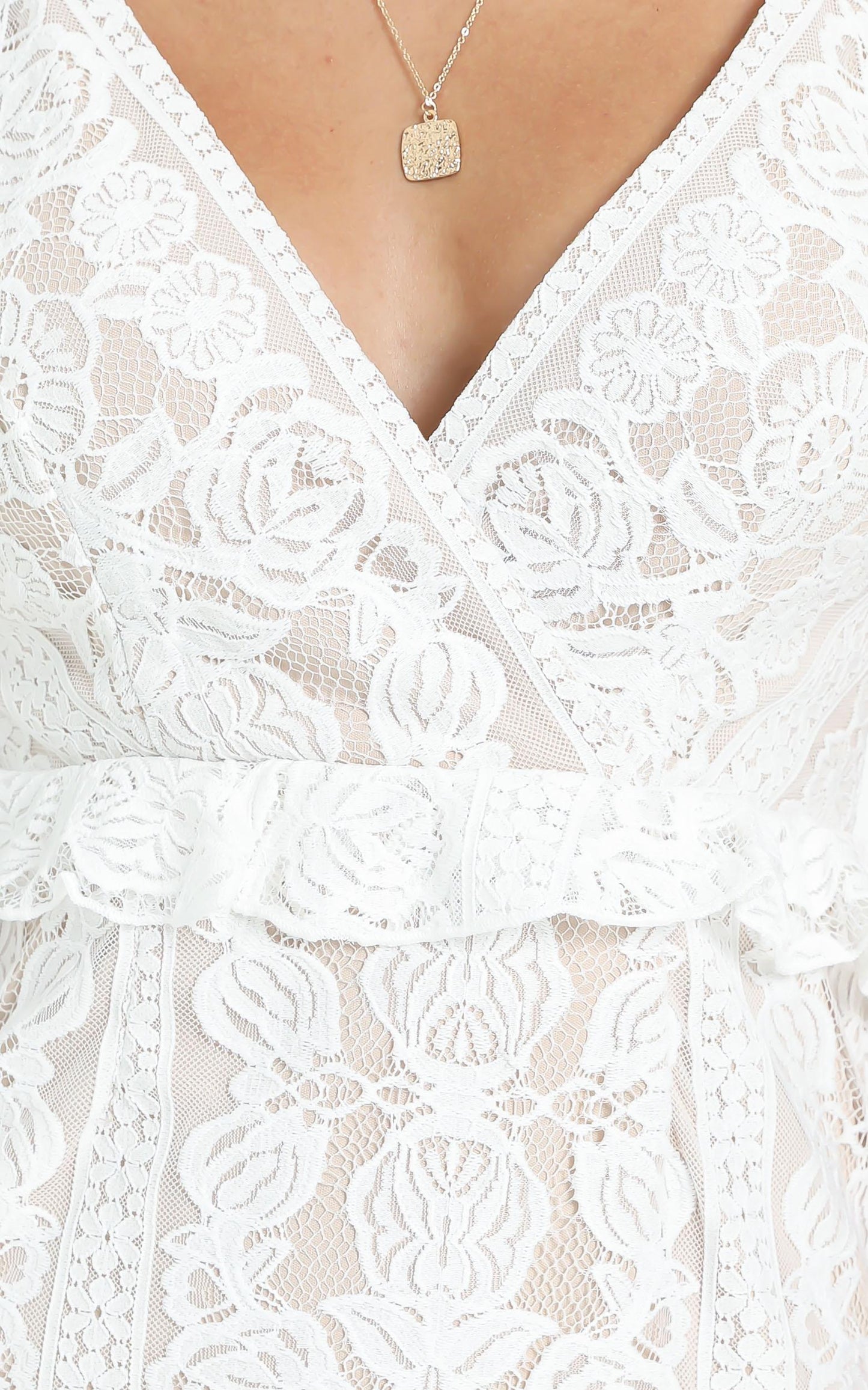 Roaming Free Dress In White Lace