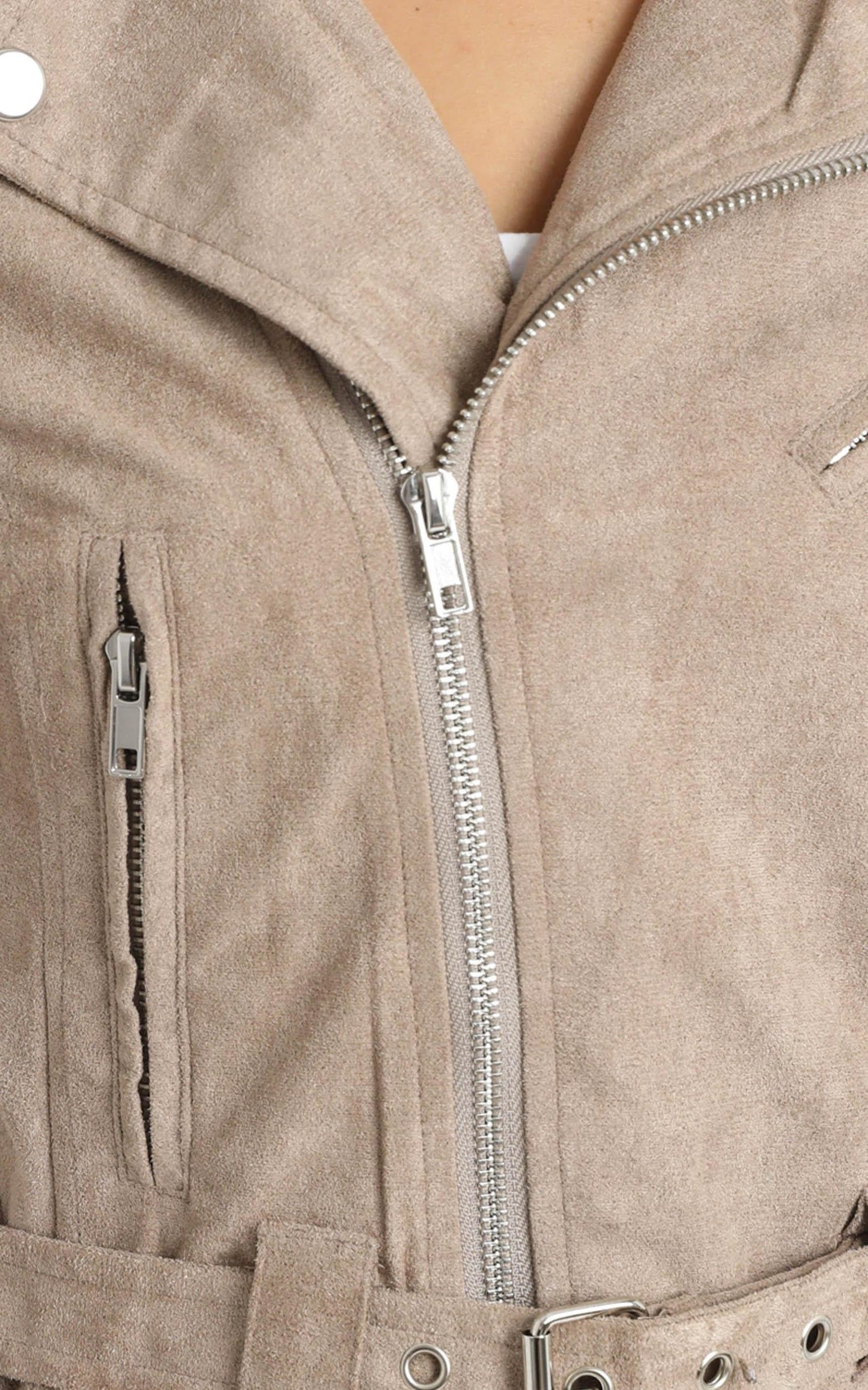Rocker Chick Jacket in Taupe Suedette