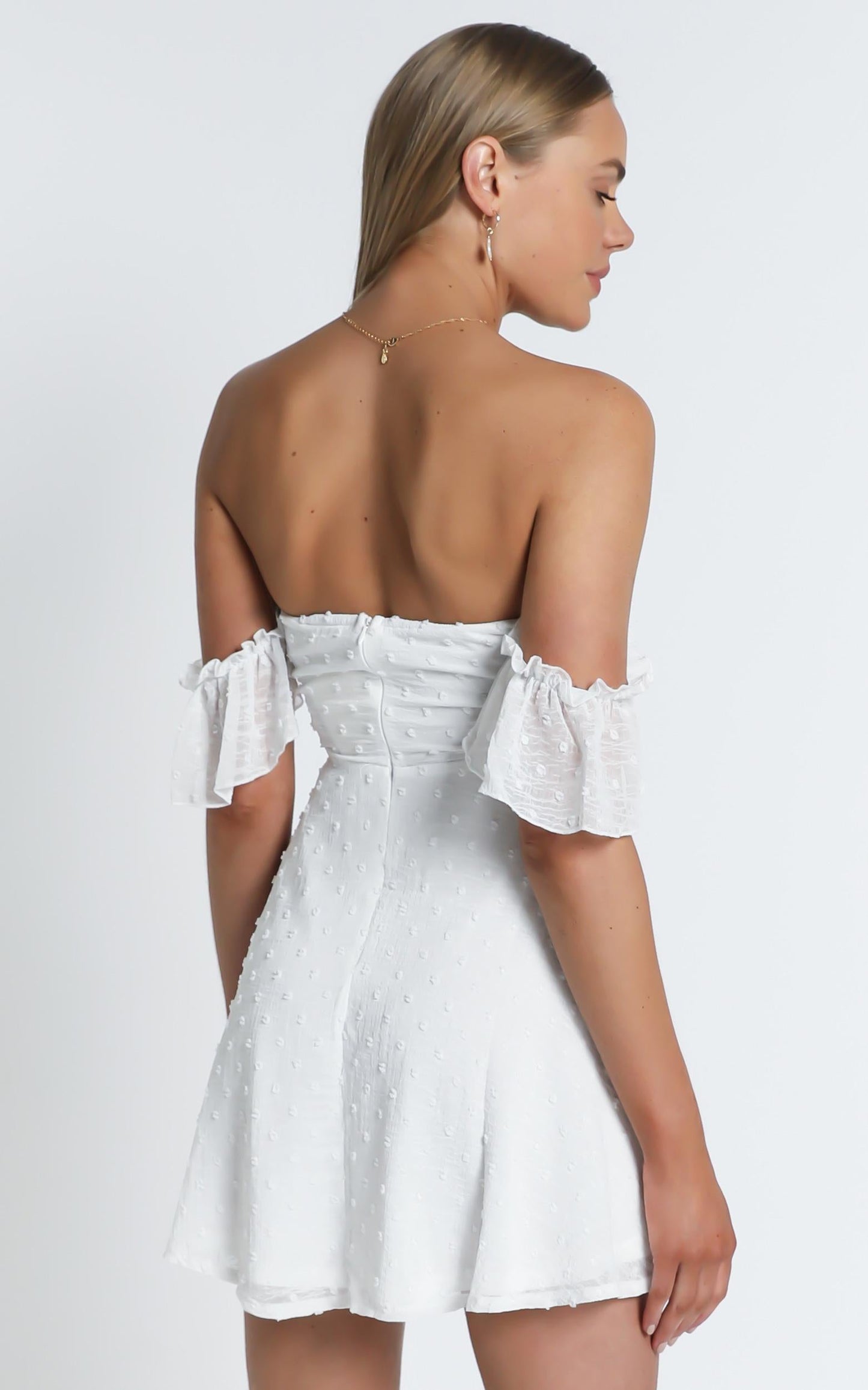 Take Flight Dress in White Dot
