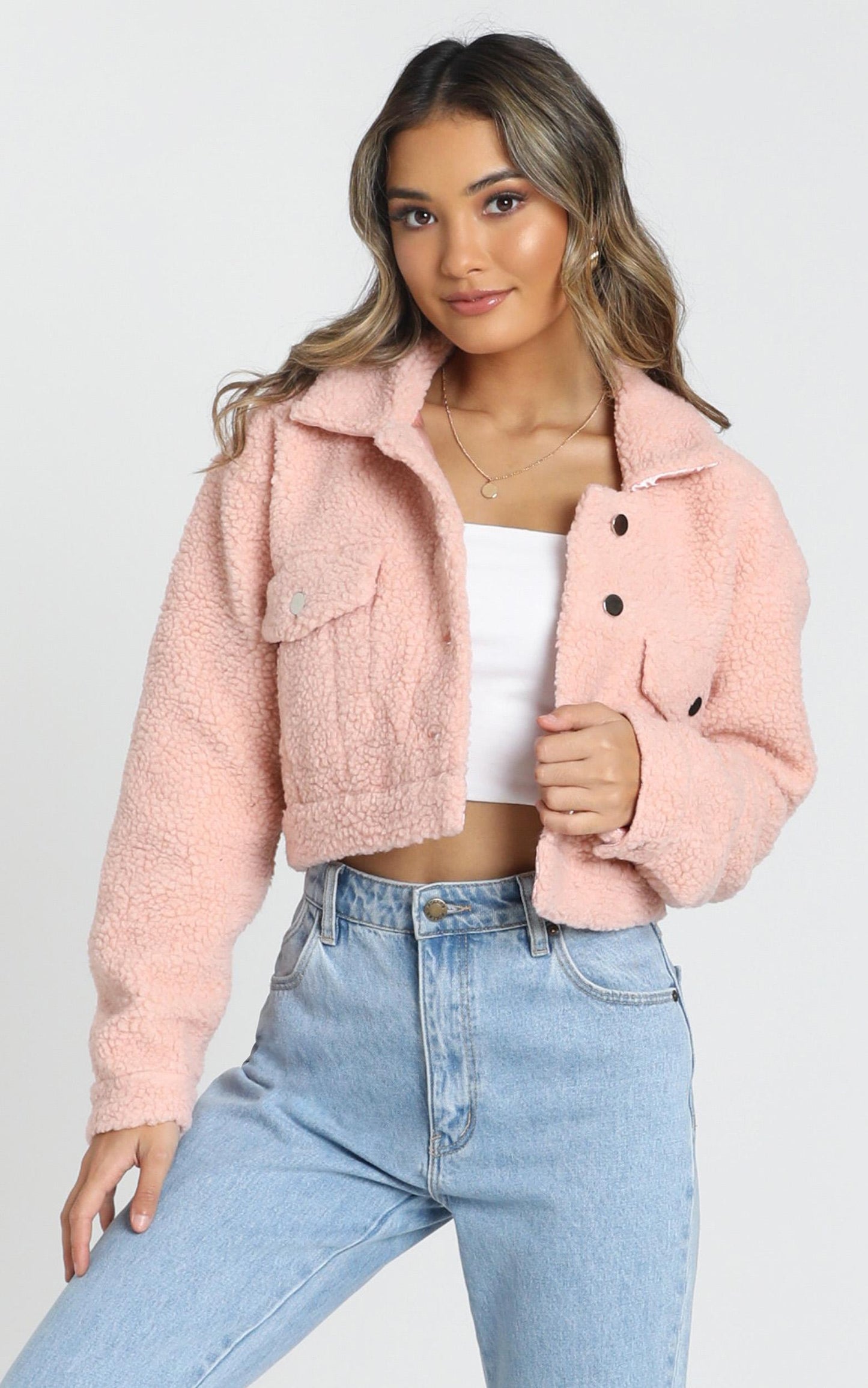 Team Spirit Teddy Jacket In Blush Teddy