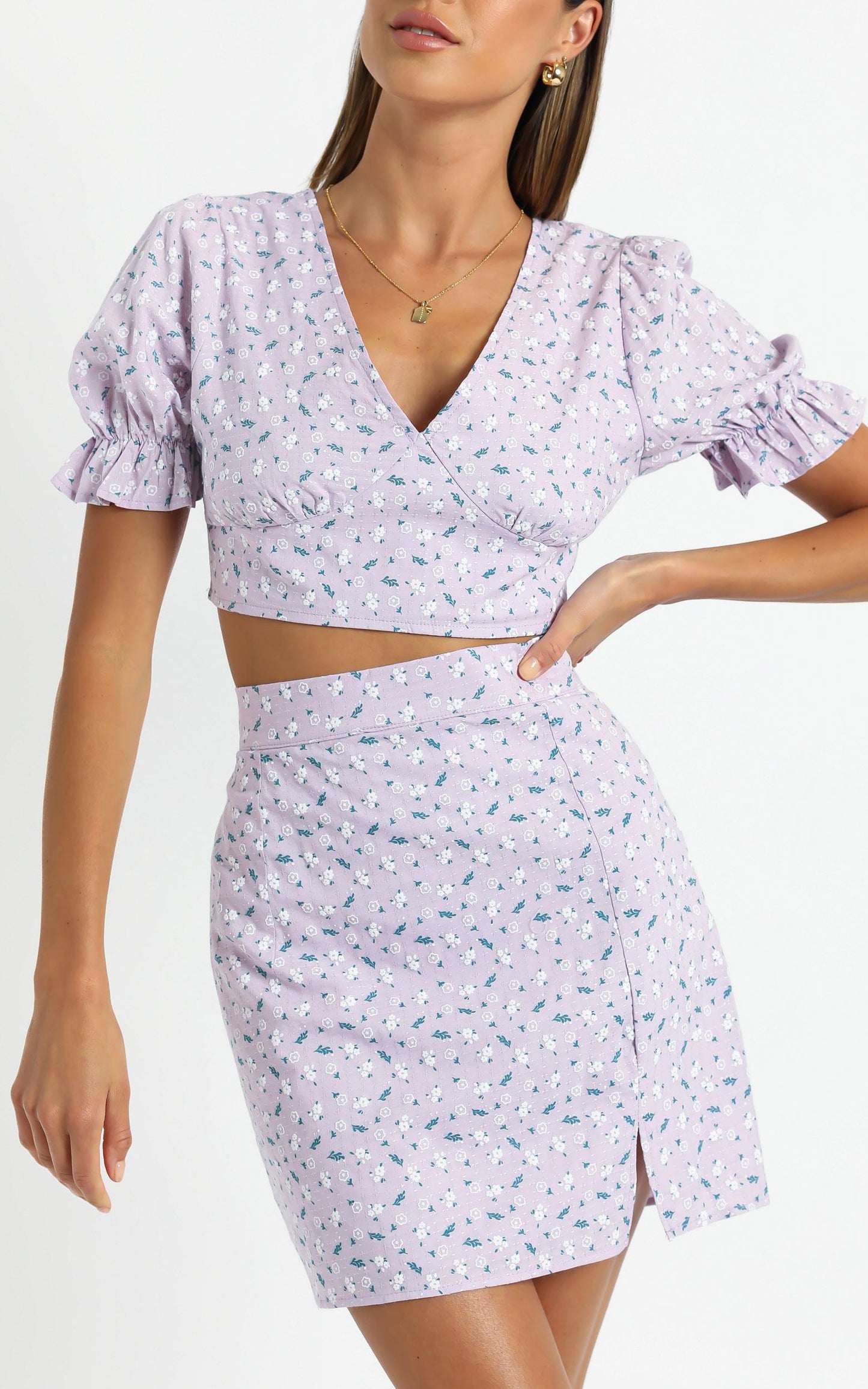 Rhia Two Piece Set in Lilac Floral Print