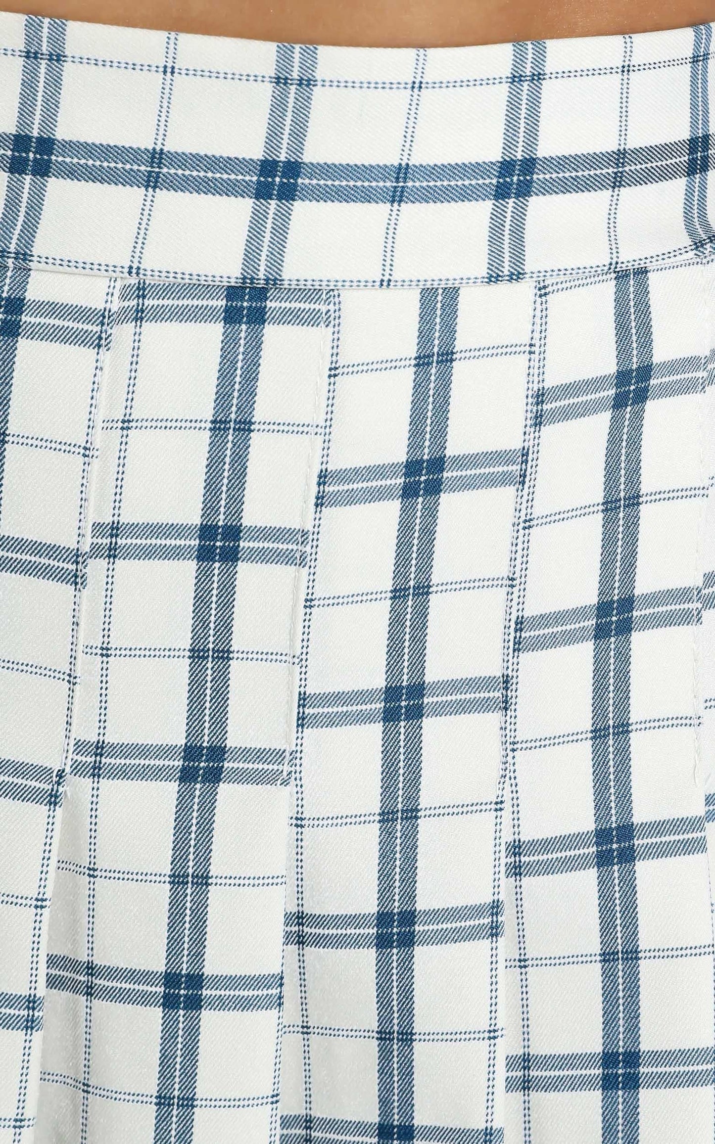 Tucker Pleated Skirt in Cream Check