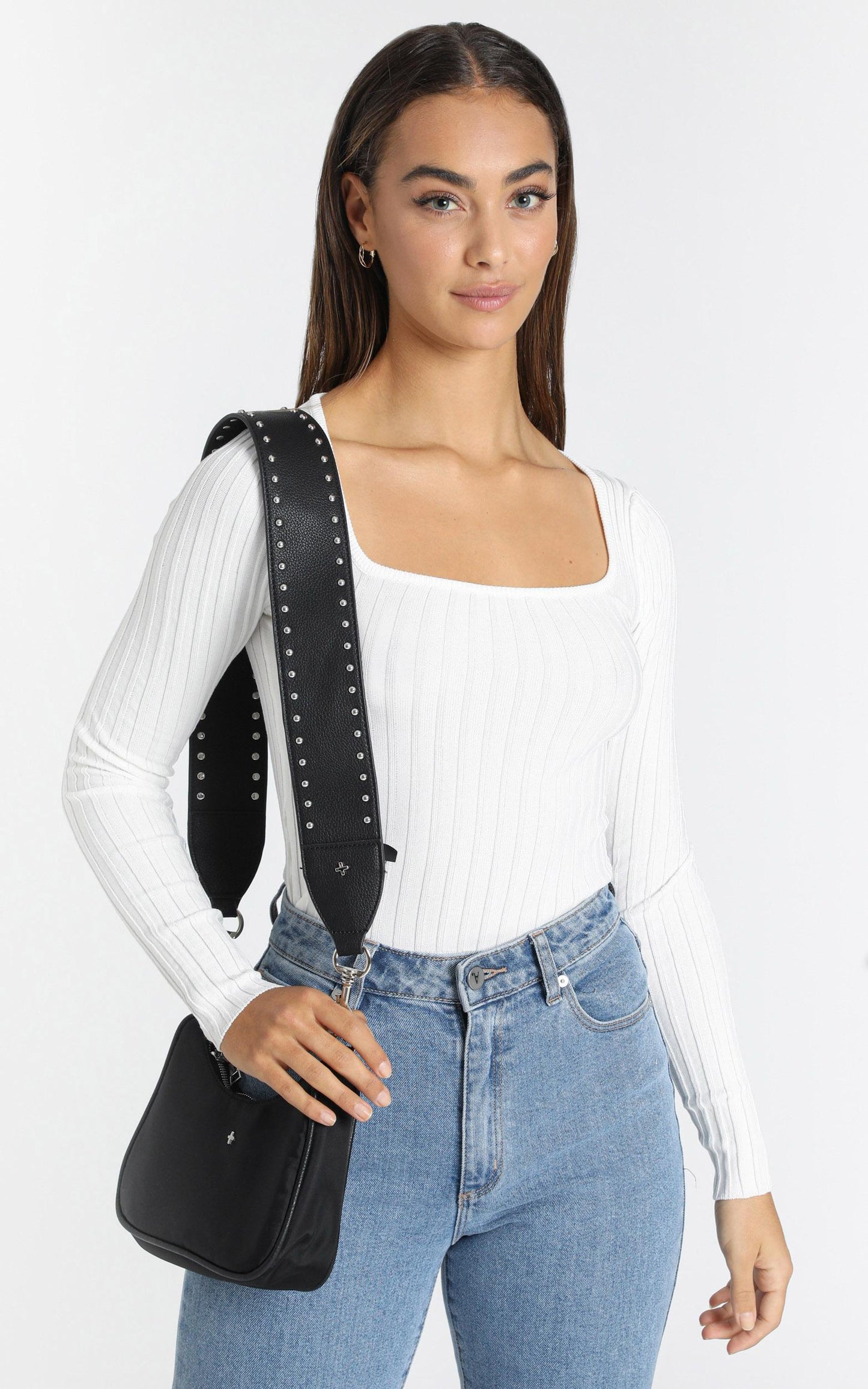 Peta and Jain - Twain Stud Bag Strap in Black