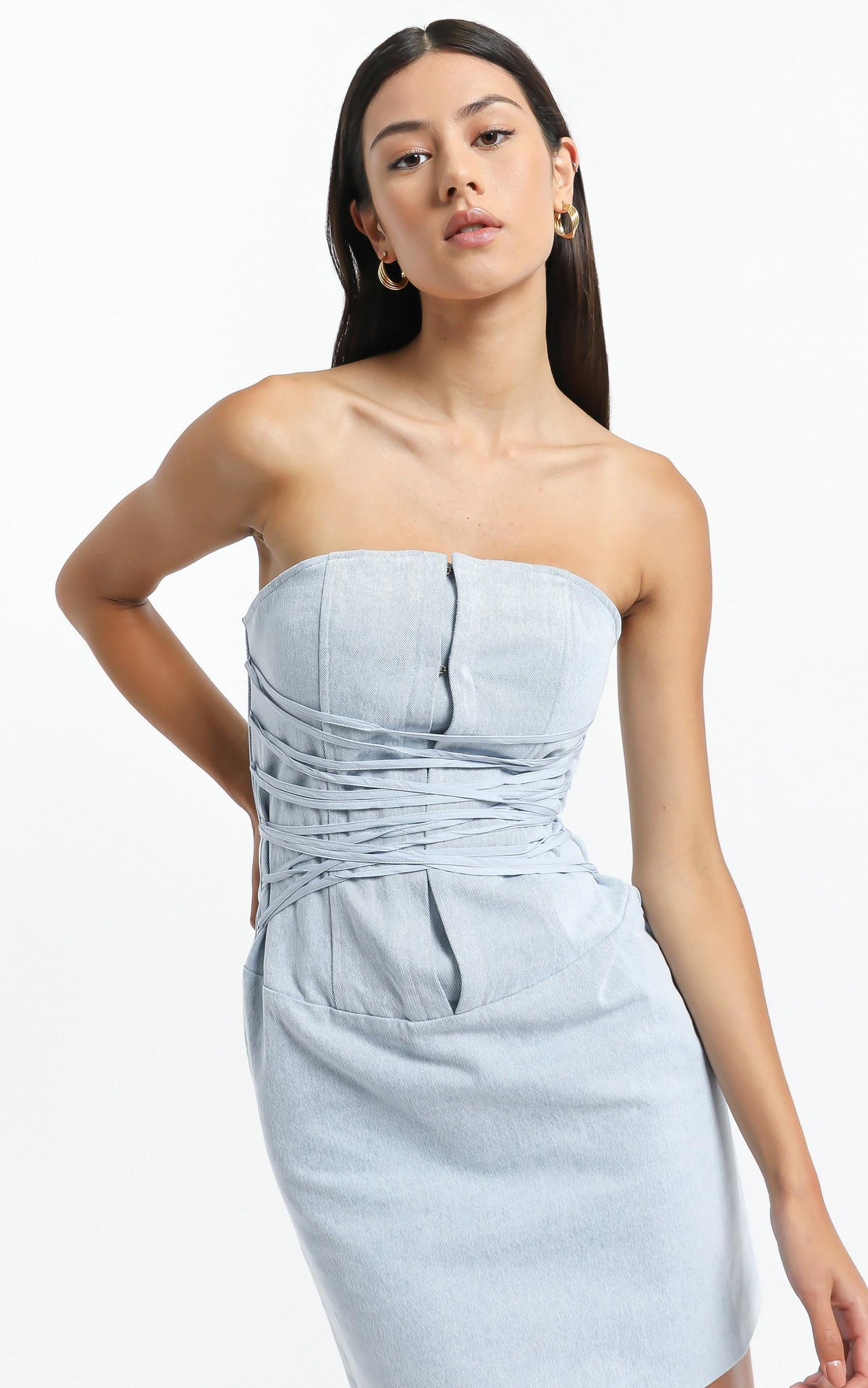 Lioness - Untie Me Mini Dress in Light Blue