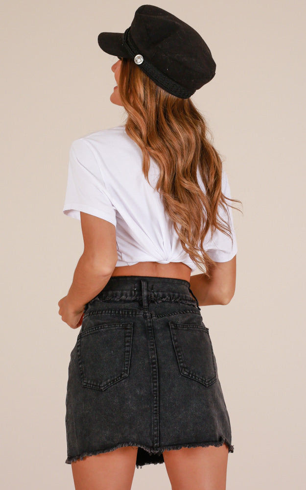 No Stopping Us Denim Skirt In Black
