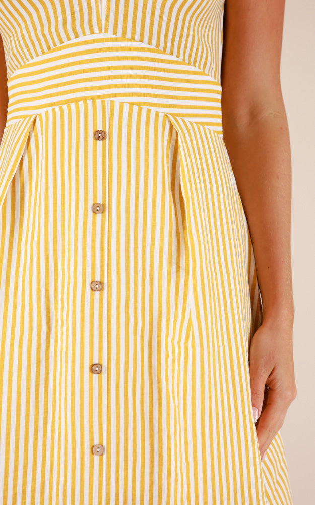Beyond The Surface Dress In Yellow Stripe