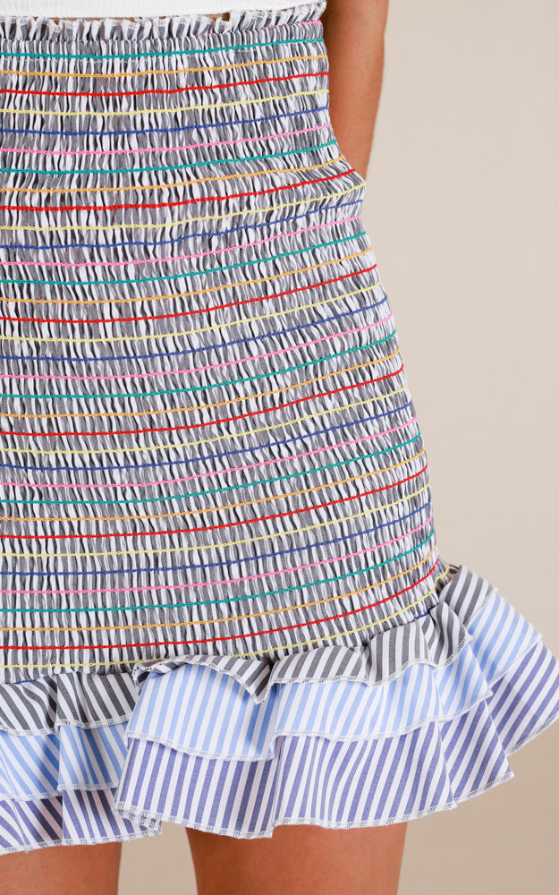 Like A Daydream Skirt In Blue Stripe