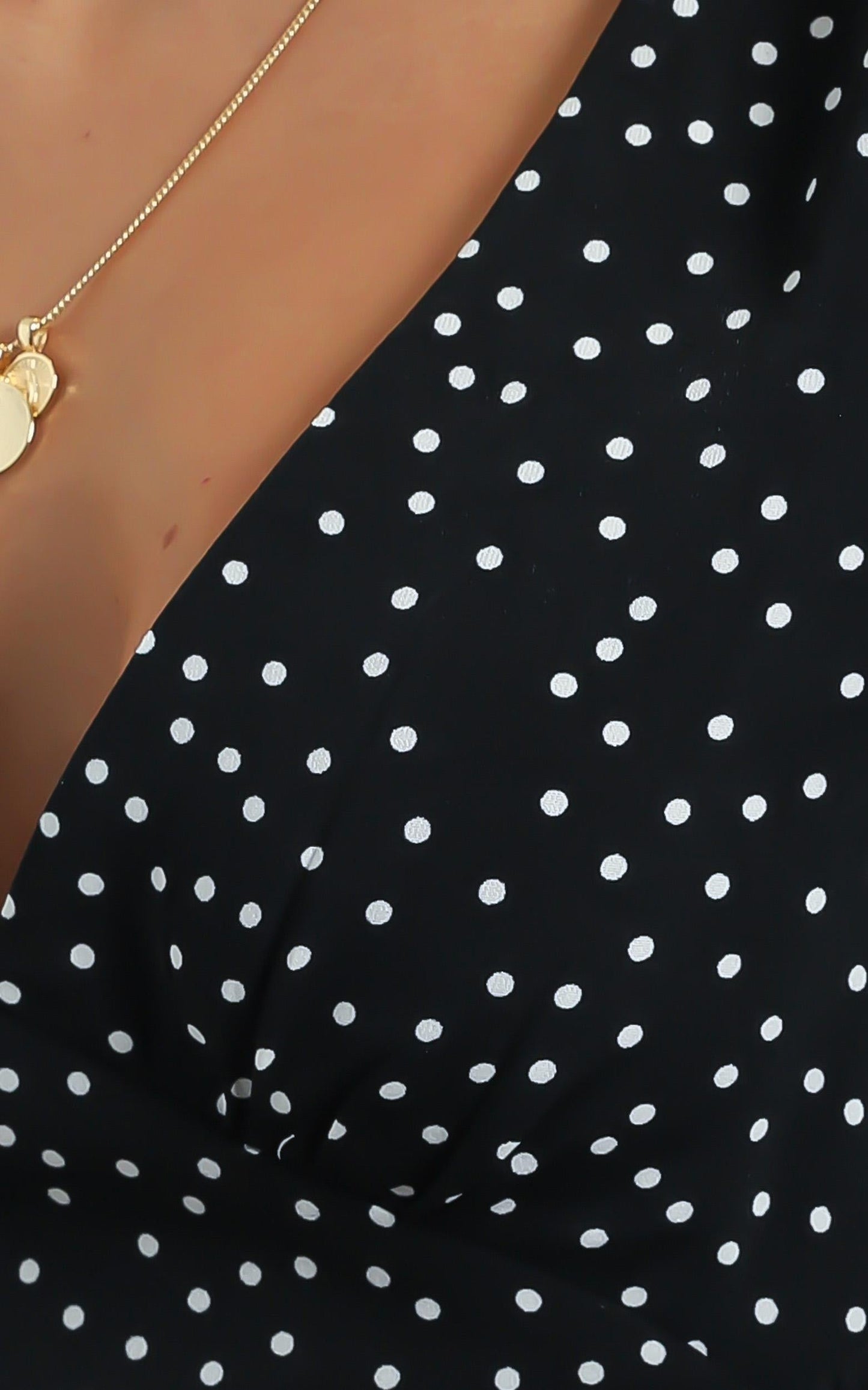 Worlds Away Dress In Black Polka