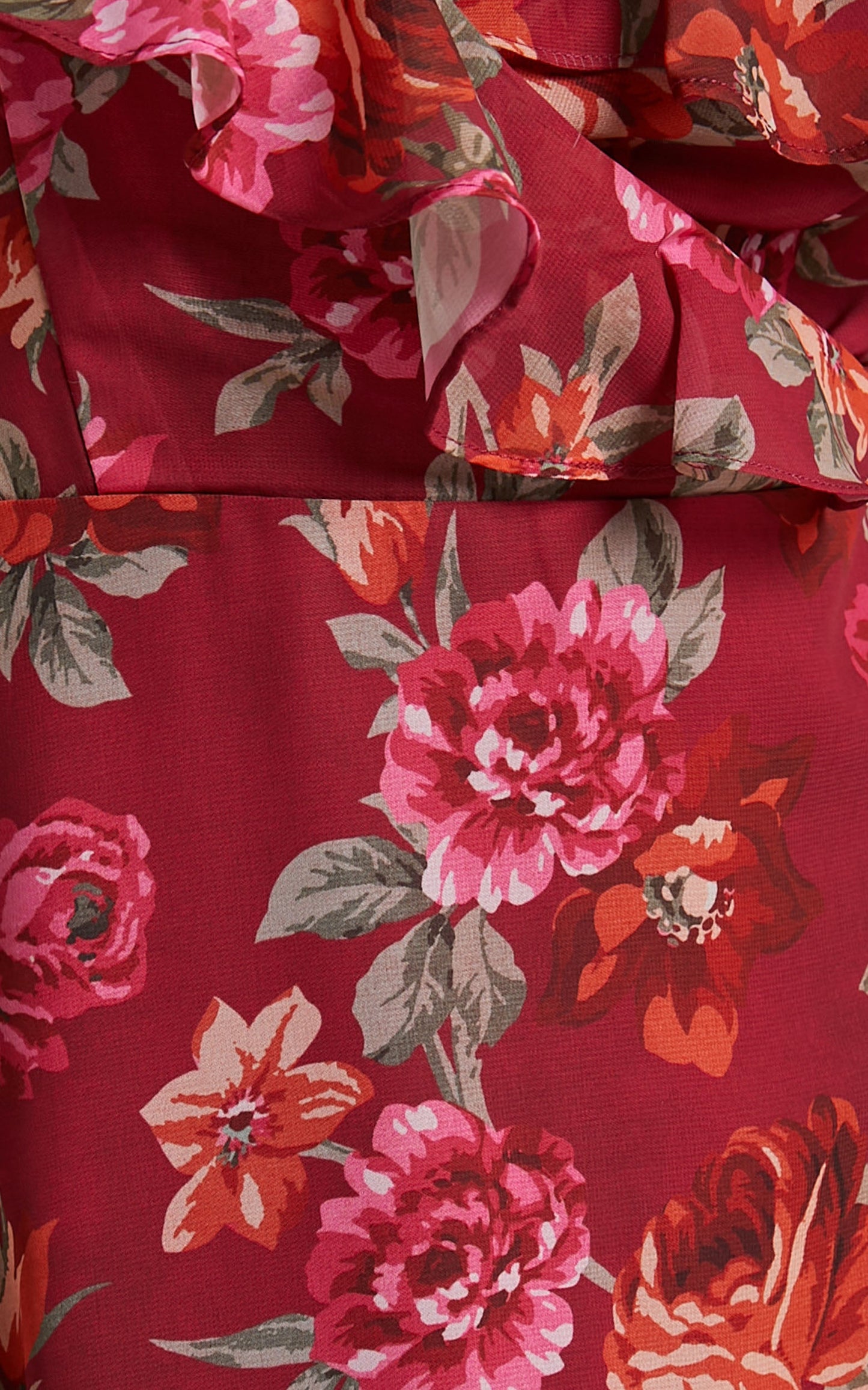 Warrior Midi Dress - Cold Shoulder Ruffle Top Dress in Autumn Rose