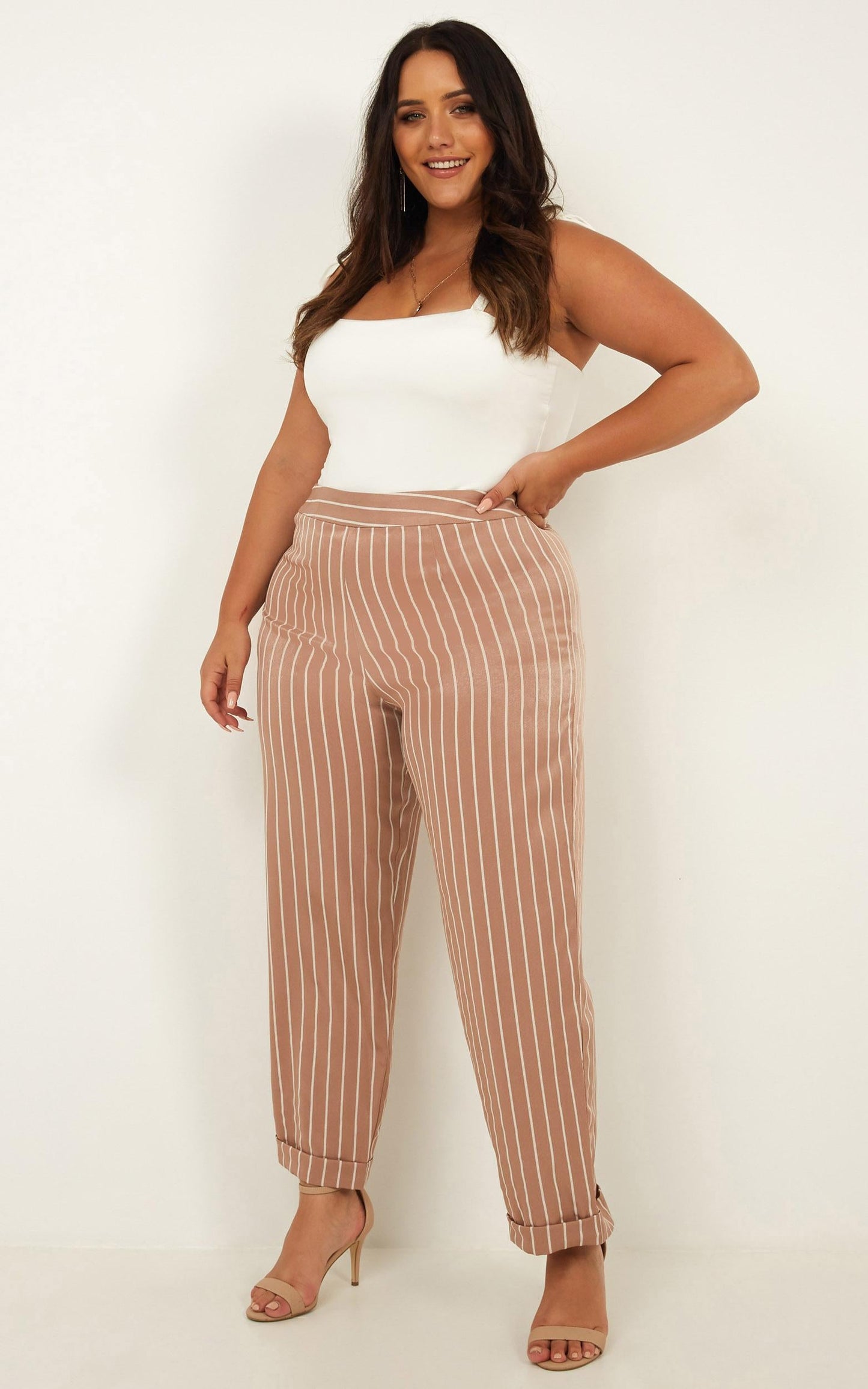 What You Needed Pants In Mocha Stripe