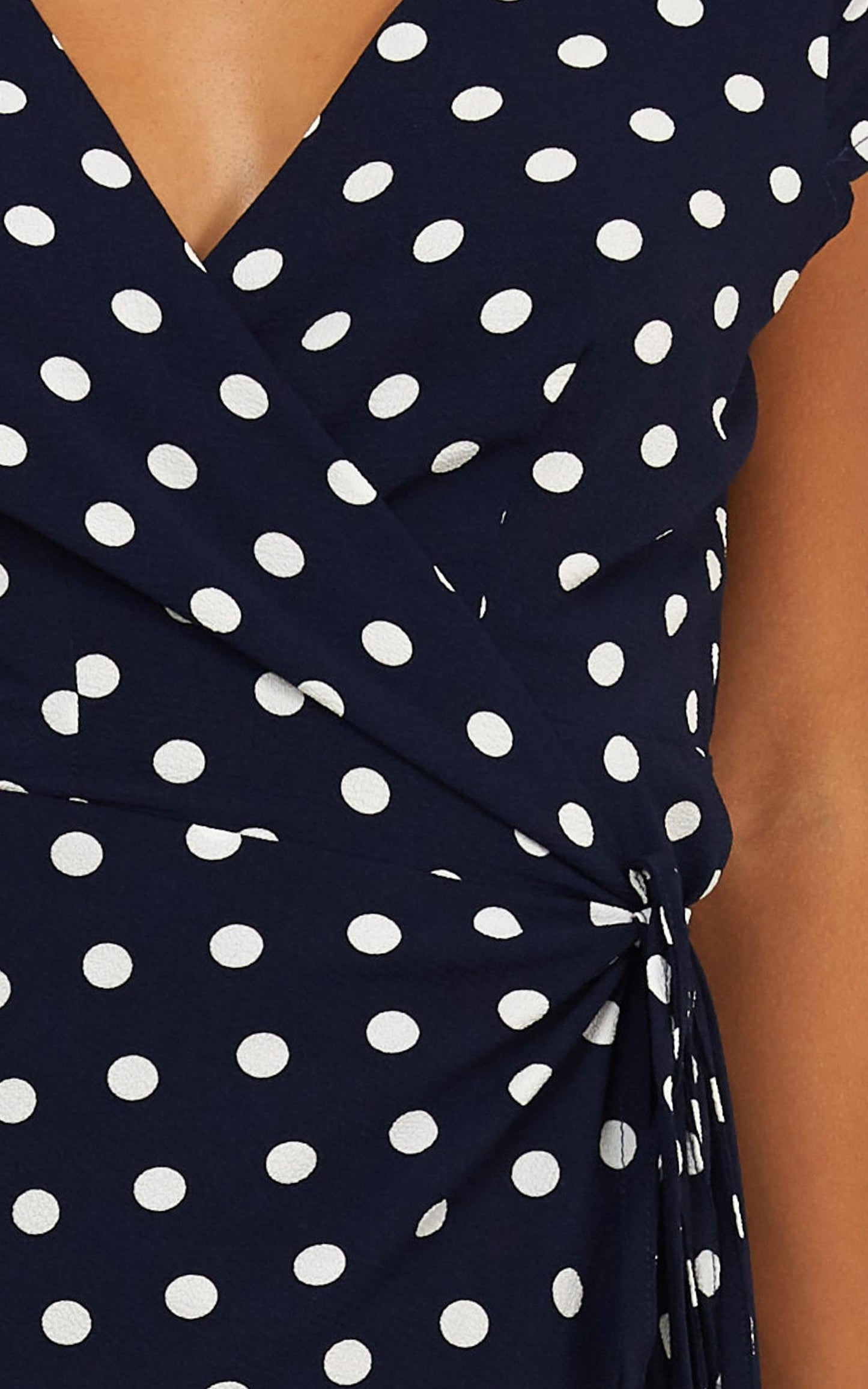 Wrap And Cross Maxi Dress In Navy Spot