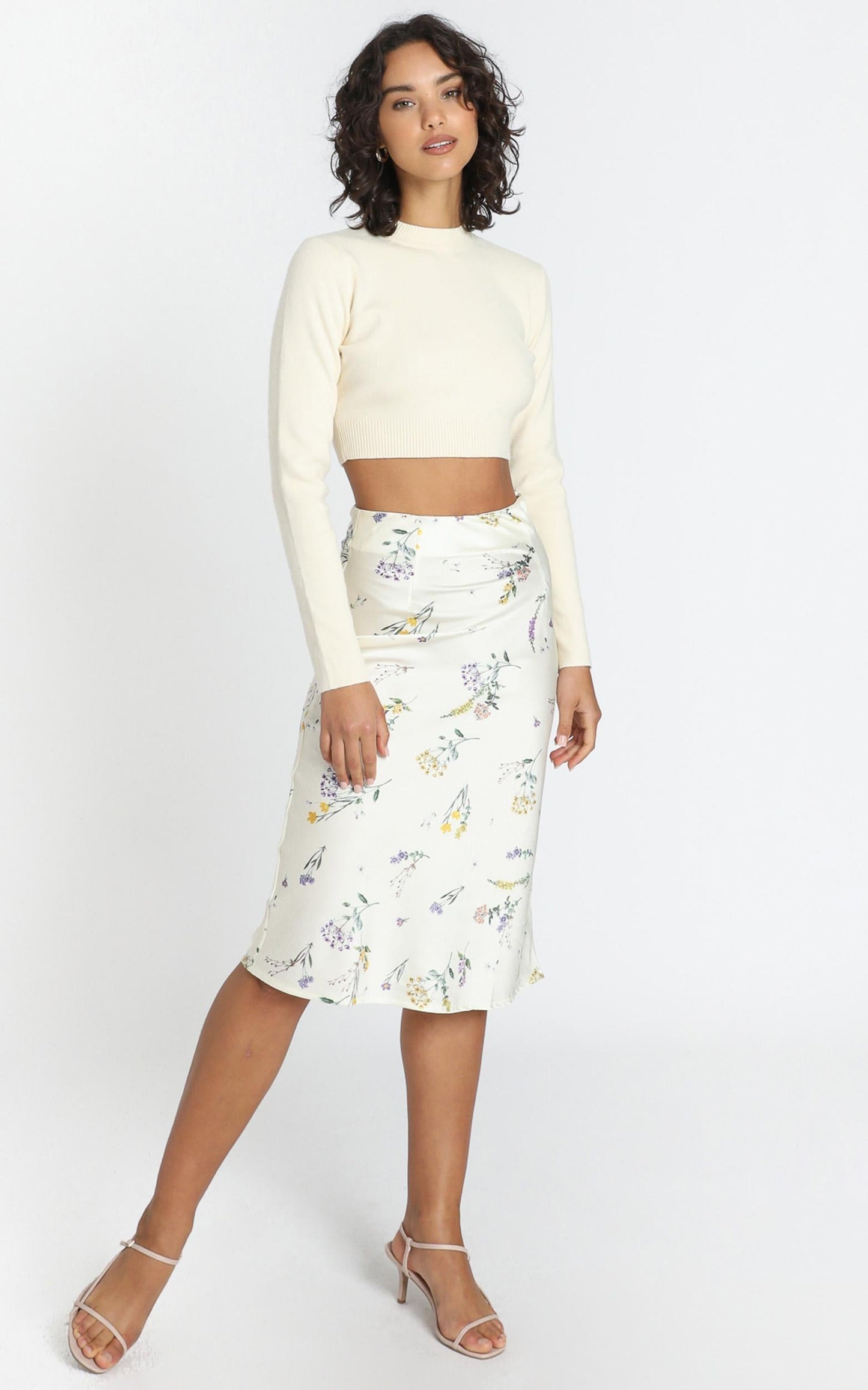 Model Off Duty Knit Top in Beige