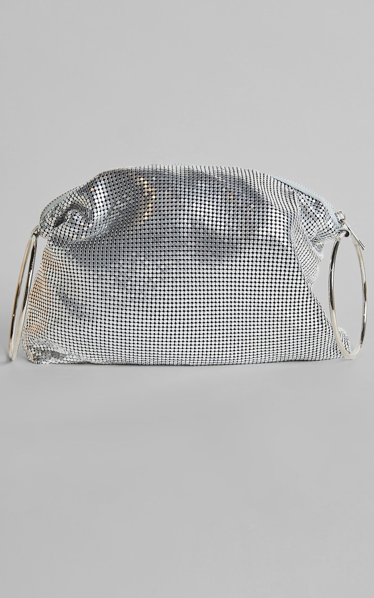 Prague Chain Mesh Ring Handle Handbag in Silver
