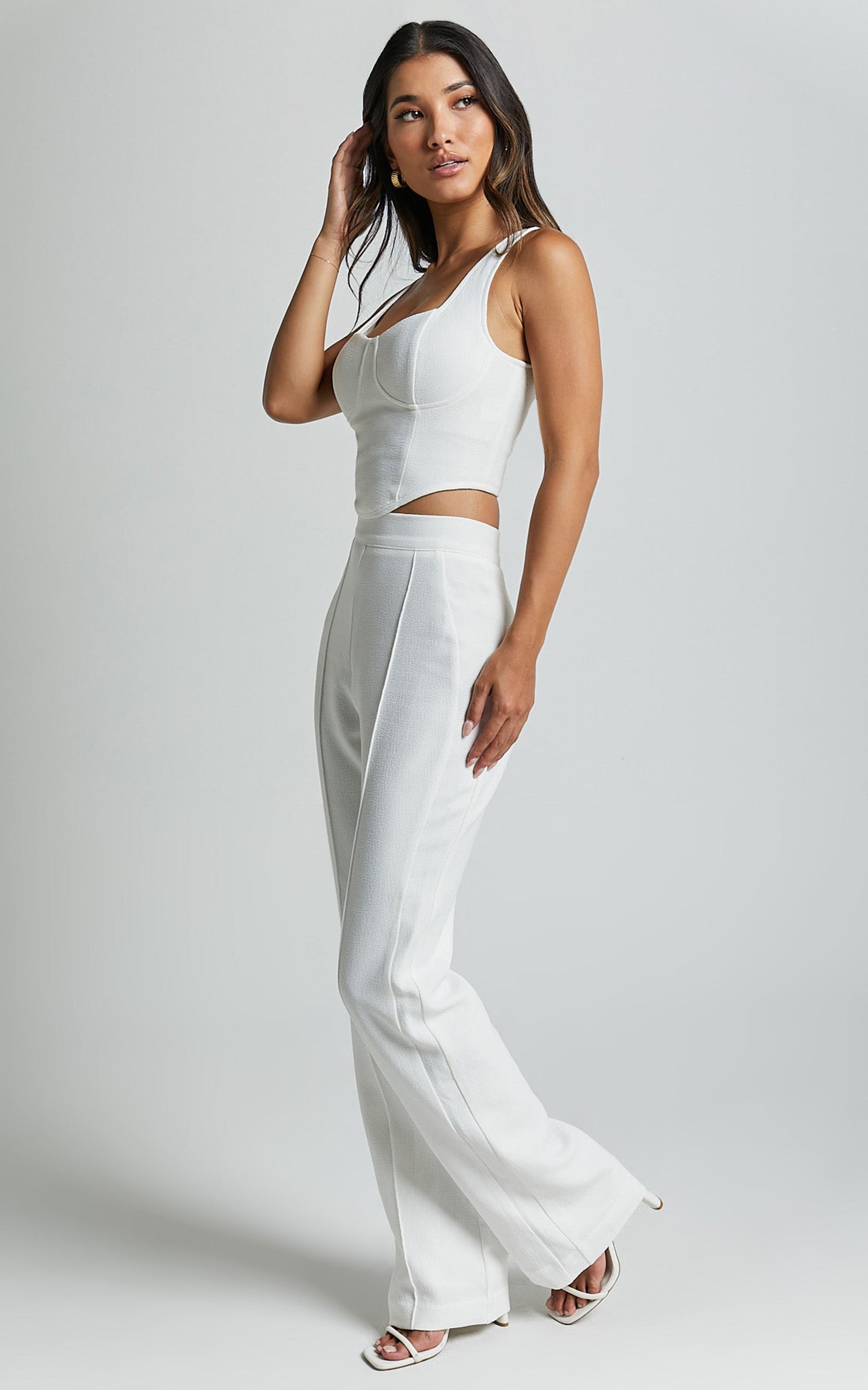Nico Pants - High Waist Front Pleated Pants in Ivory
