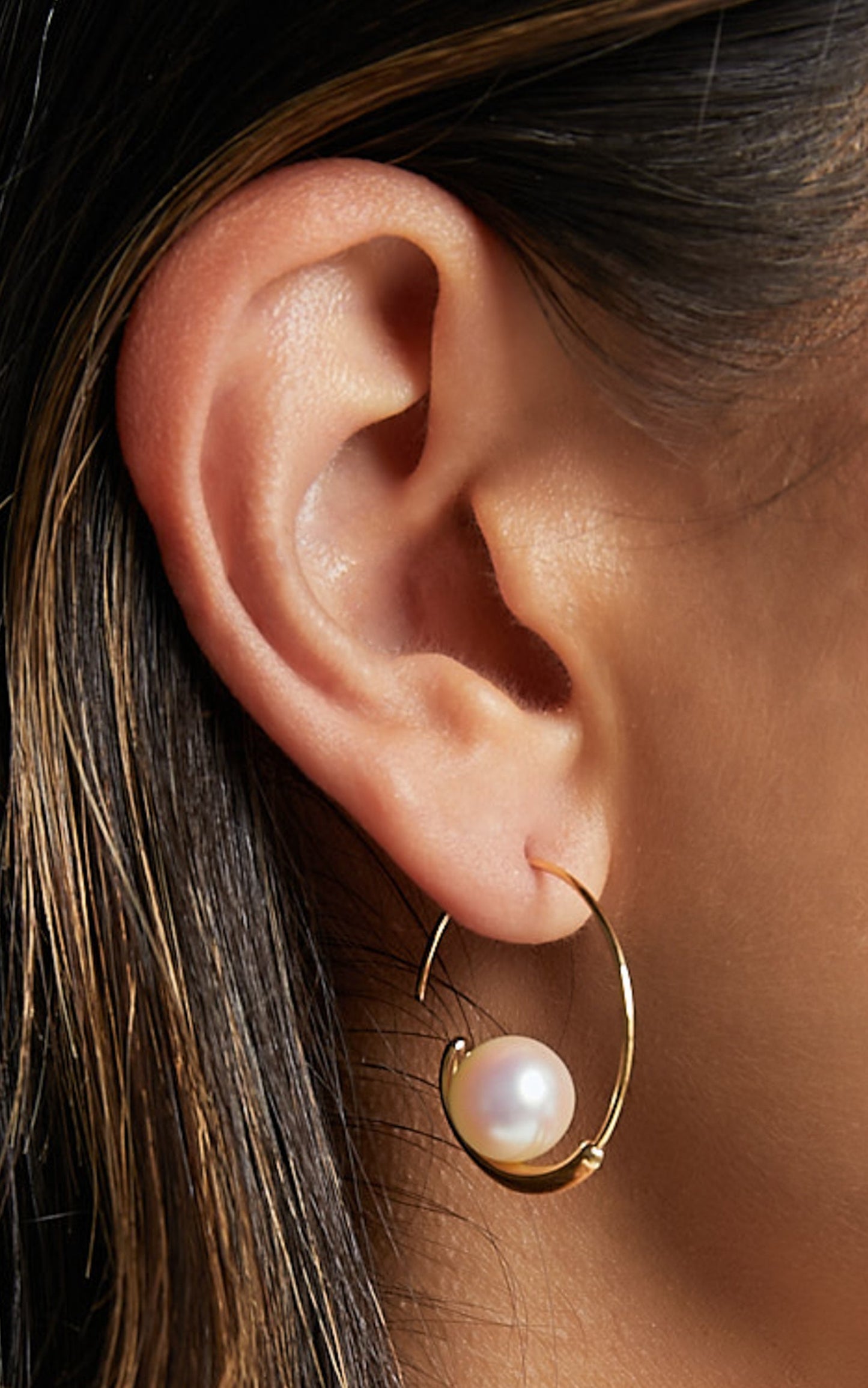 Abigail Earrings - Pearl Detail Hoop Earrings in Gold