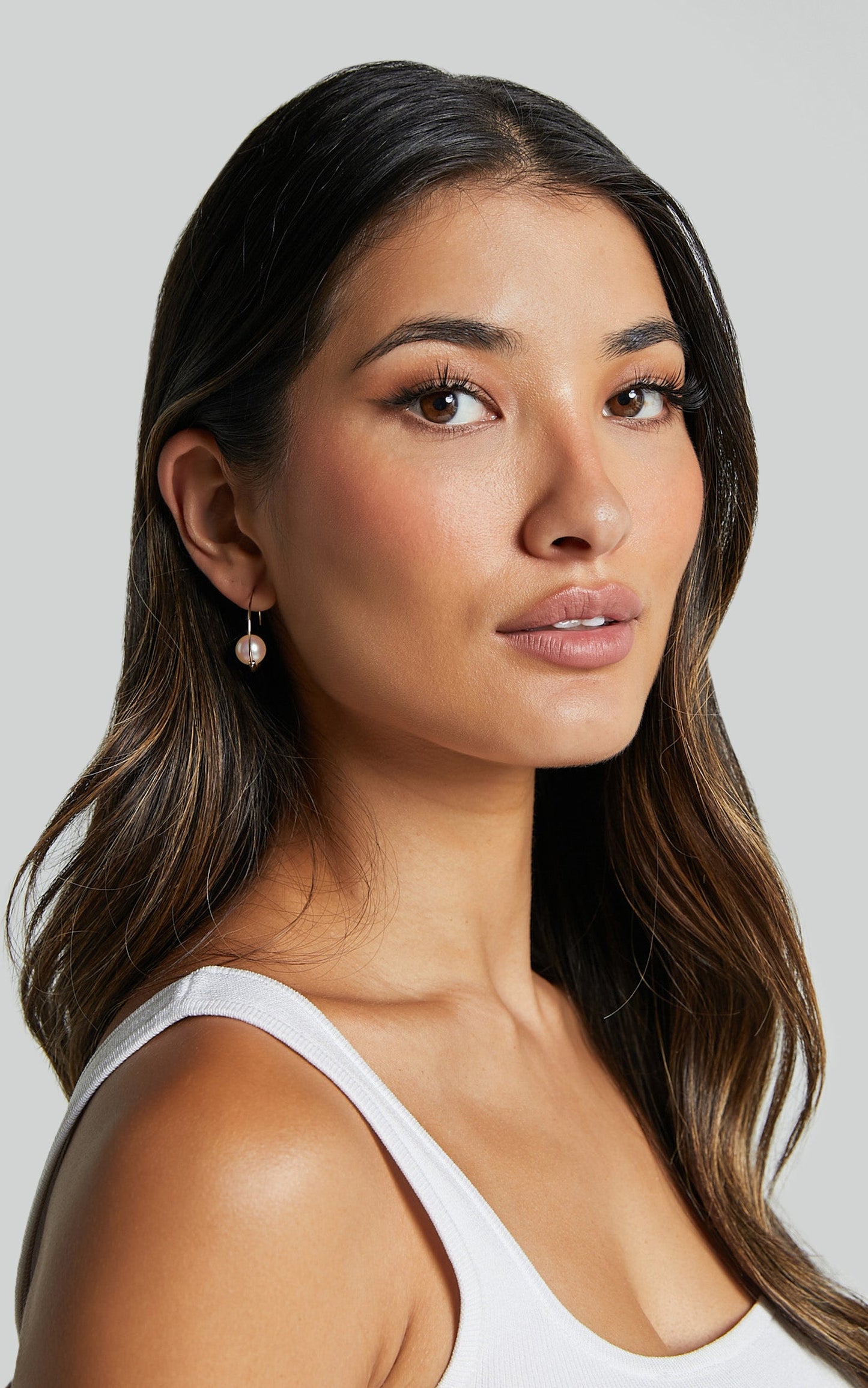 Abigail Earrings - Pearl Detail Hoop Earrings in Gold