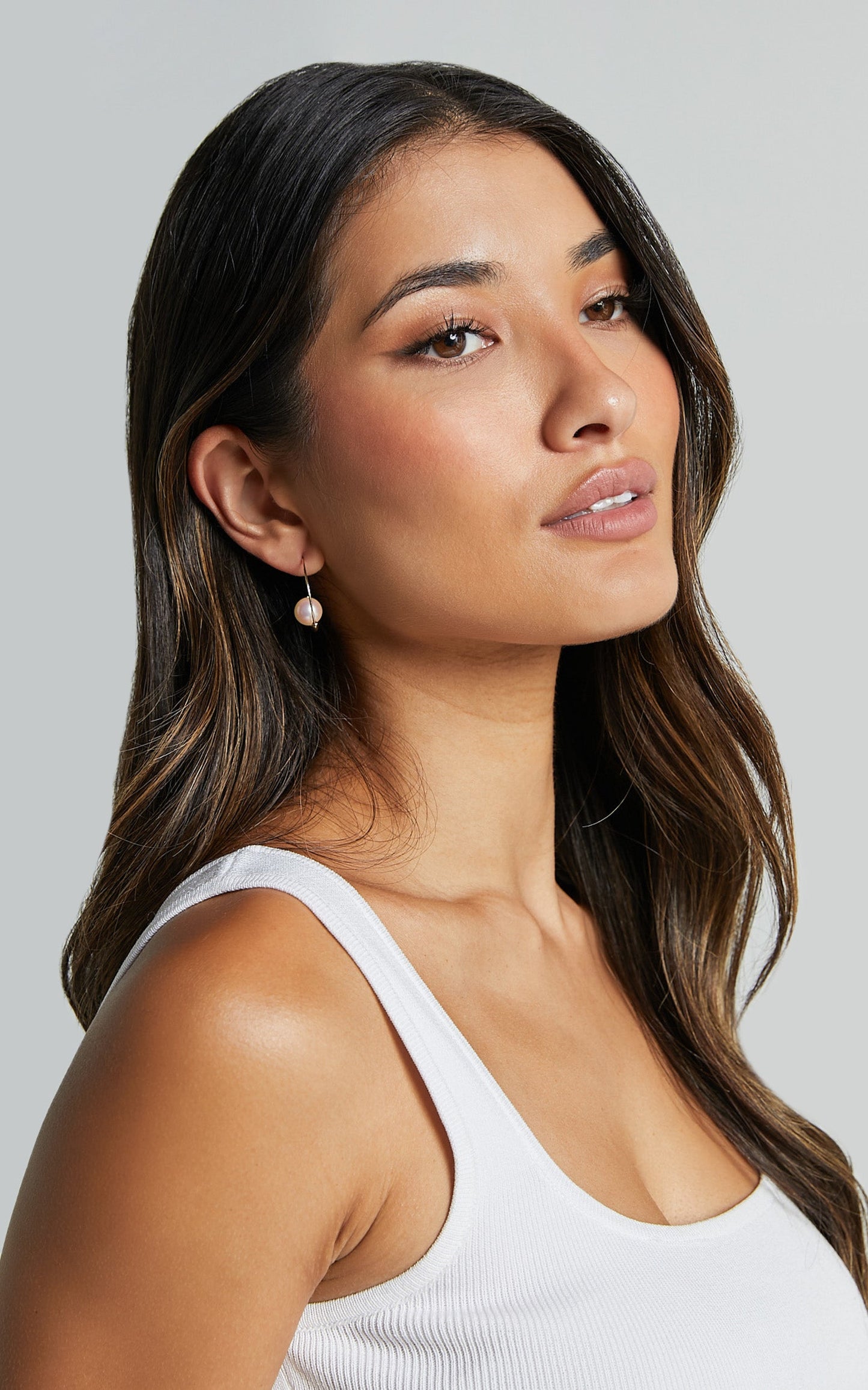 Abigail Earrings - Pearl Detail Hoop Earrings in Gold