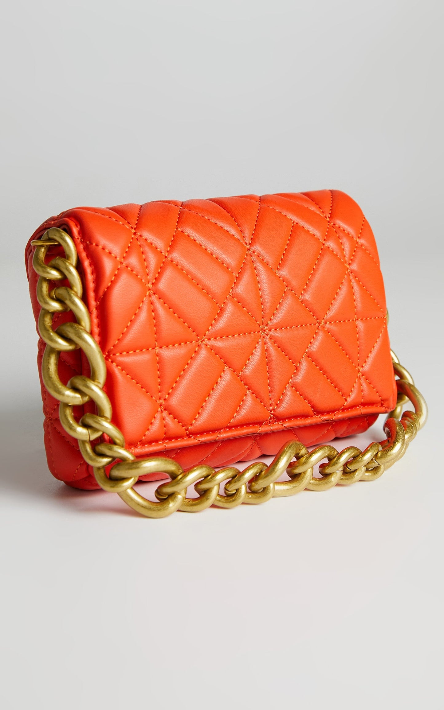 Francine Quilted Shoulder Bag in Orange