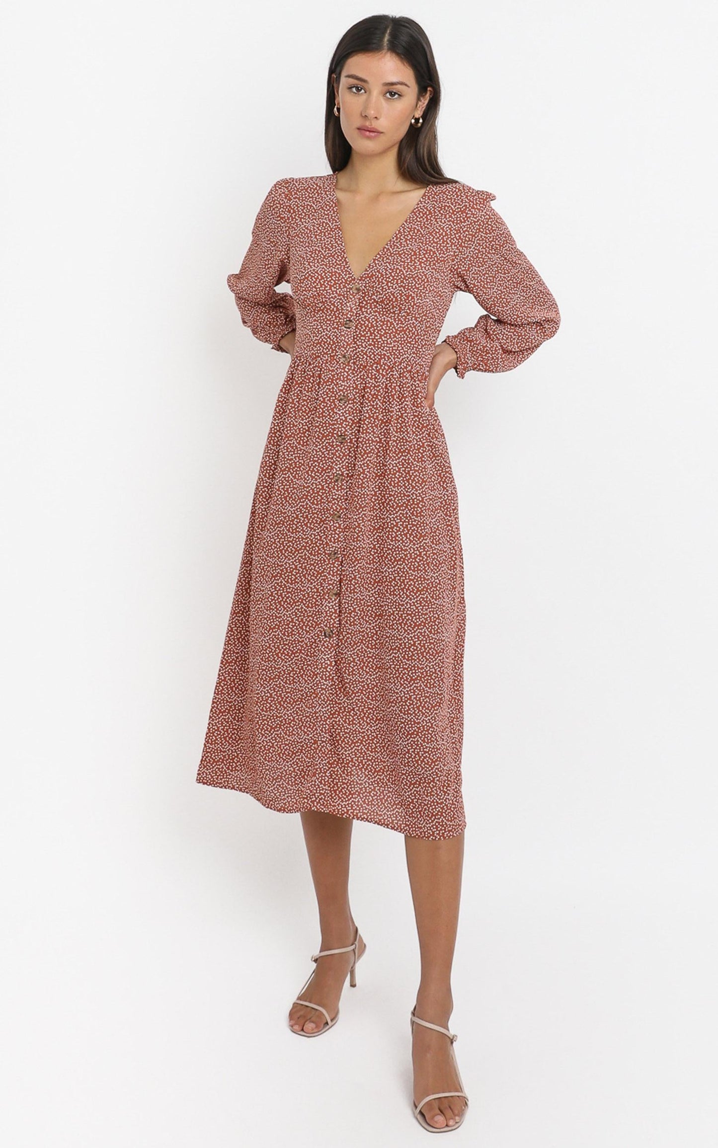 Matilde Dress in Rust Print