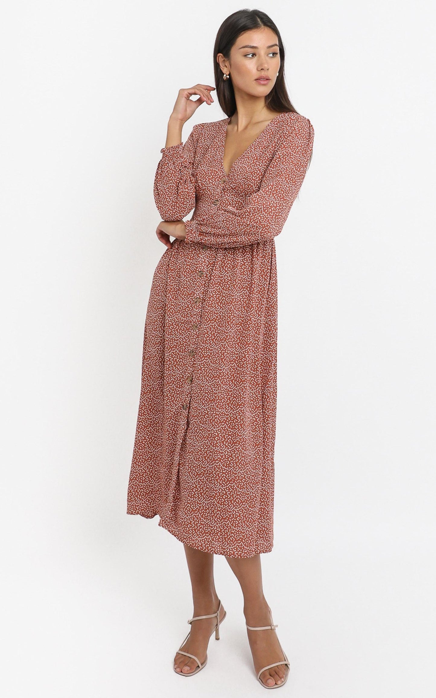 Matilde Dress in Rust Print