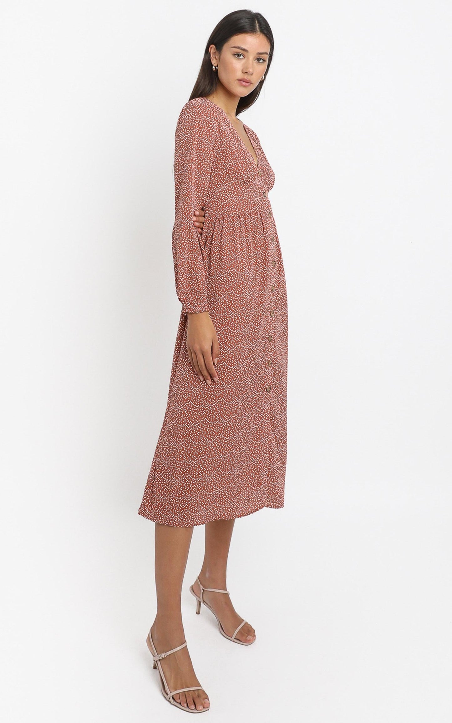 Matilde Dress in Rust Print