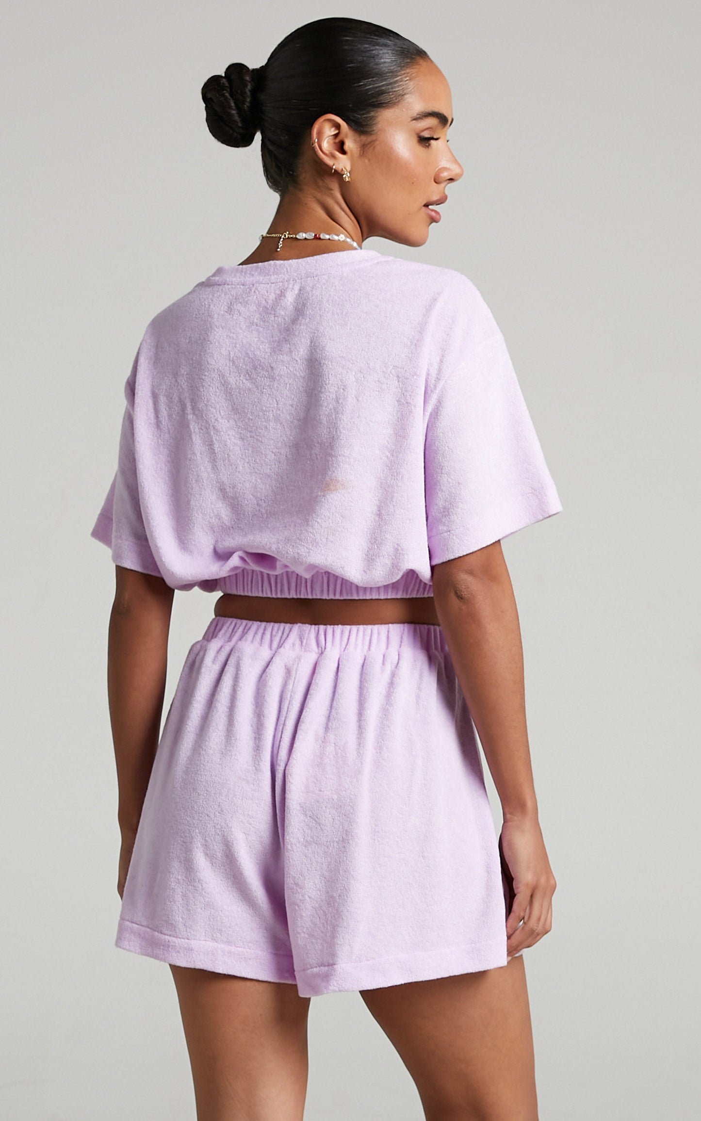 Giada Terry Towelling Elasticated Shorts in Lilac