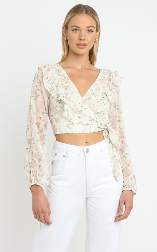 Desde Top in White Floral