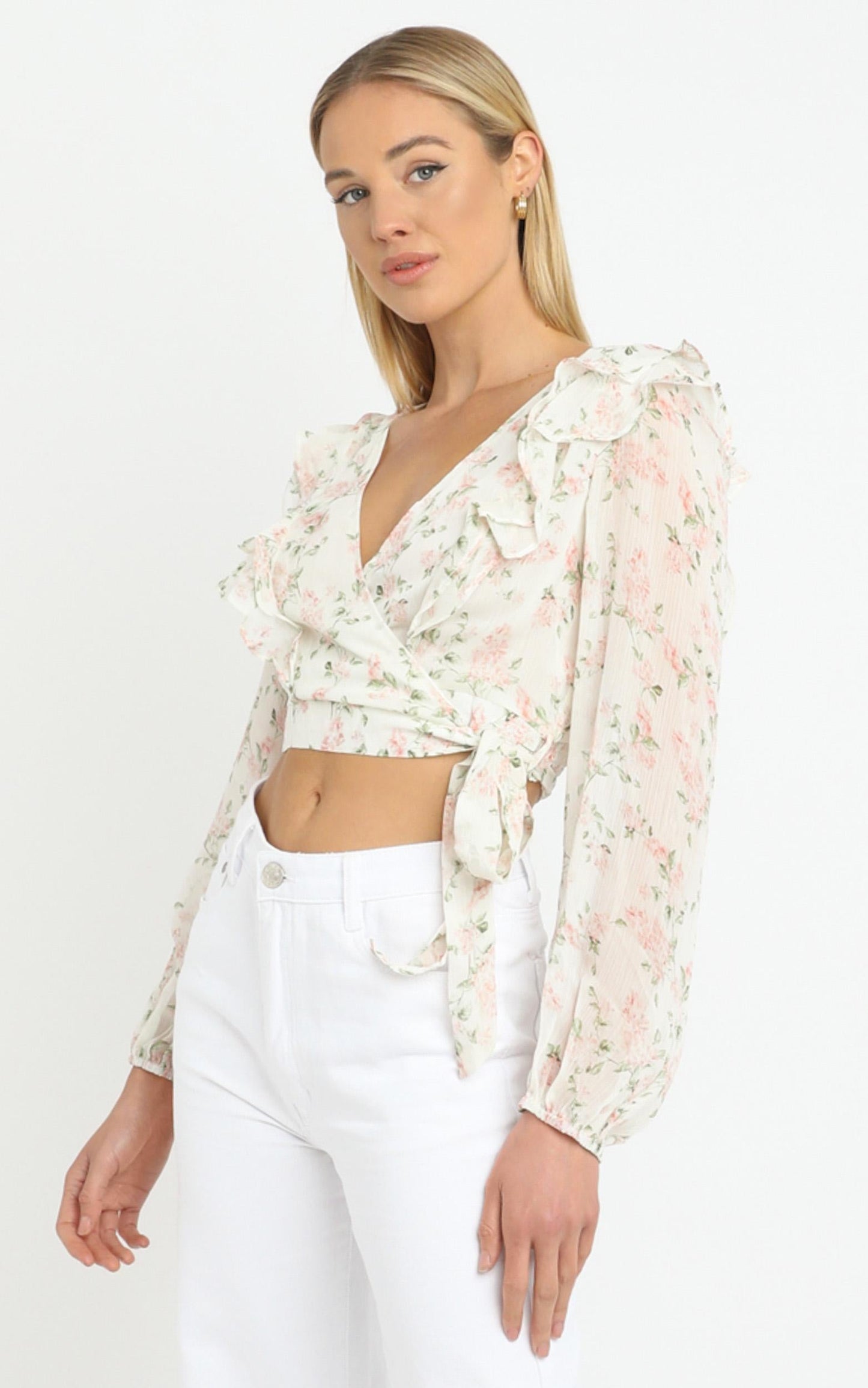 Desde Top in White Floral