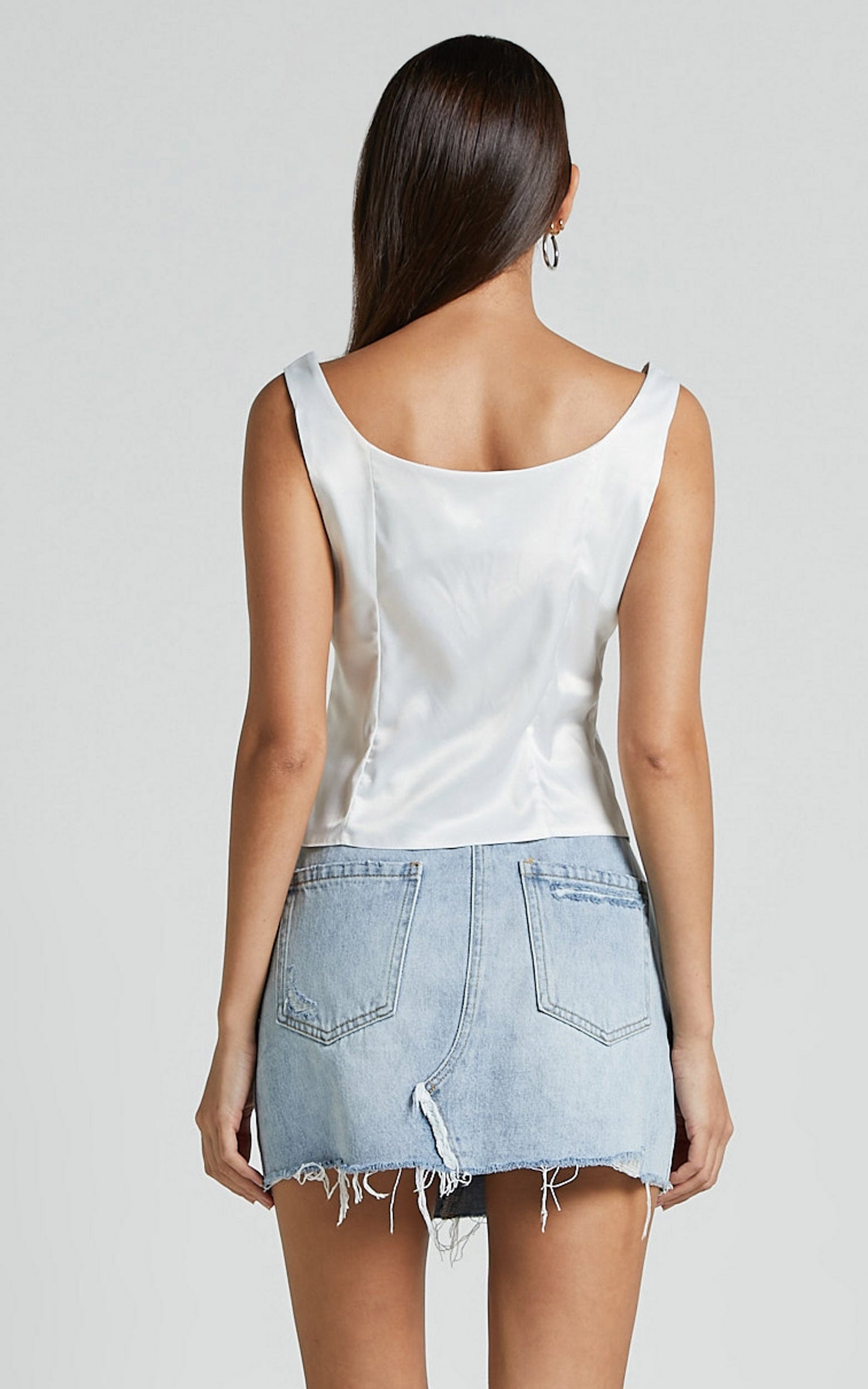 Daphne Top - Button Down Bust Detail Top in Ivory