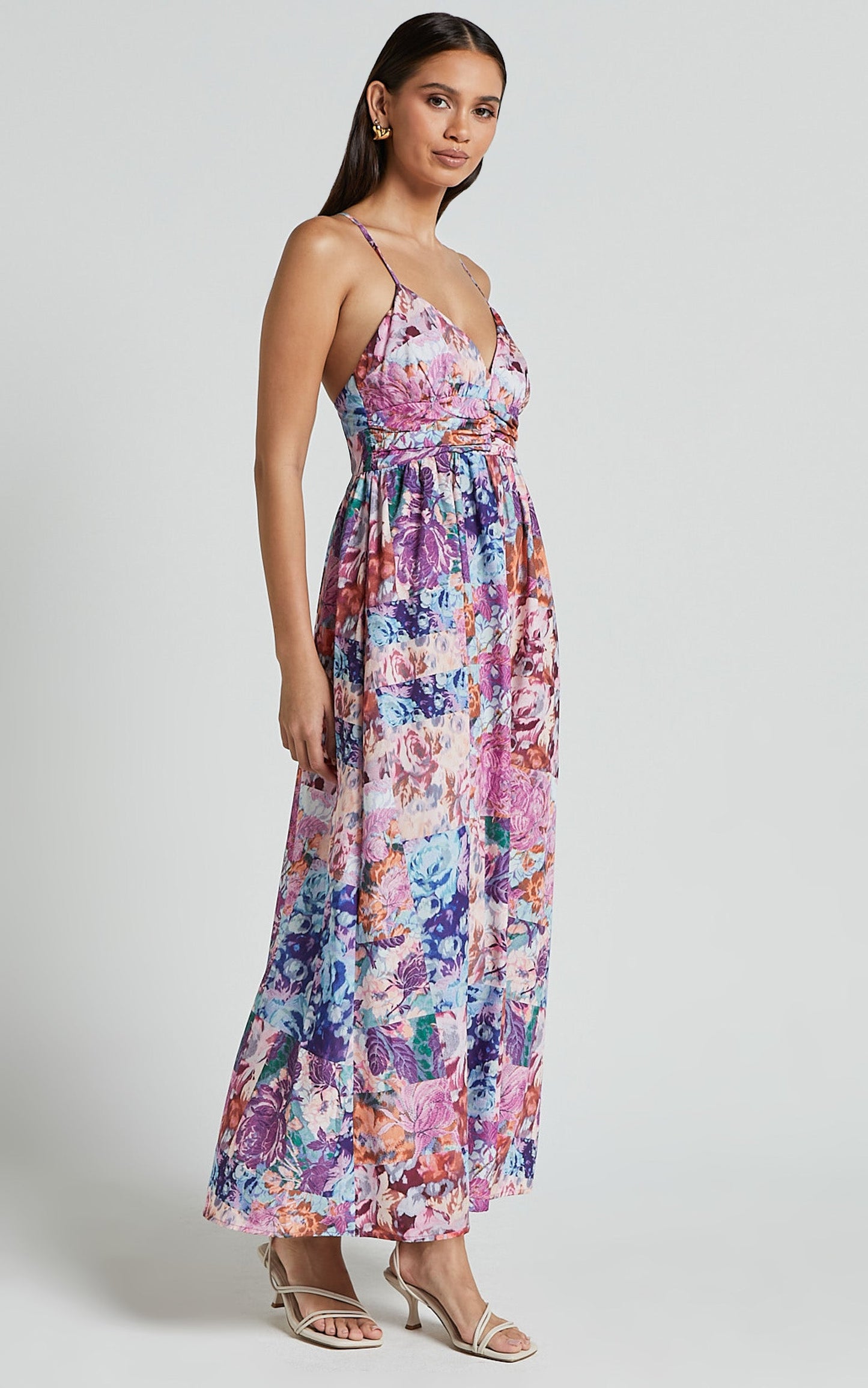 Lara Midi Dress - Cross back Dress in Vintage Garden Print