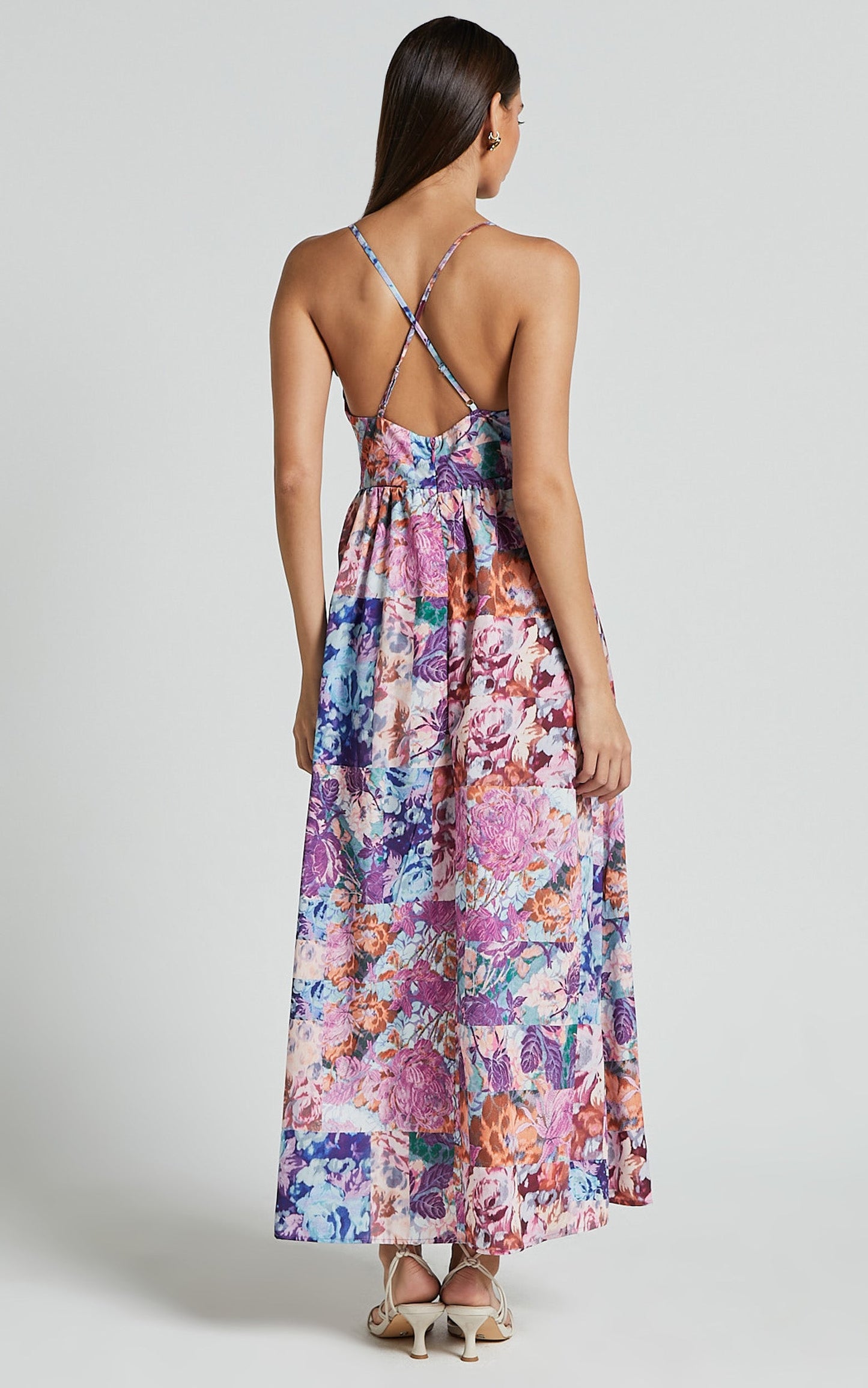 Lara Midi Dress - Cross back Dress in Vintage Garden Print