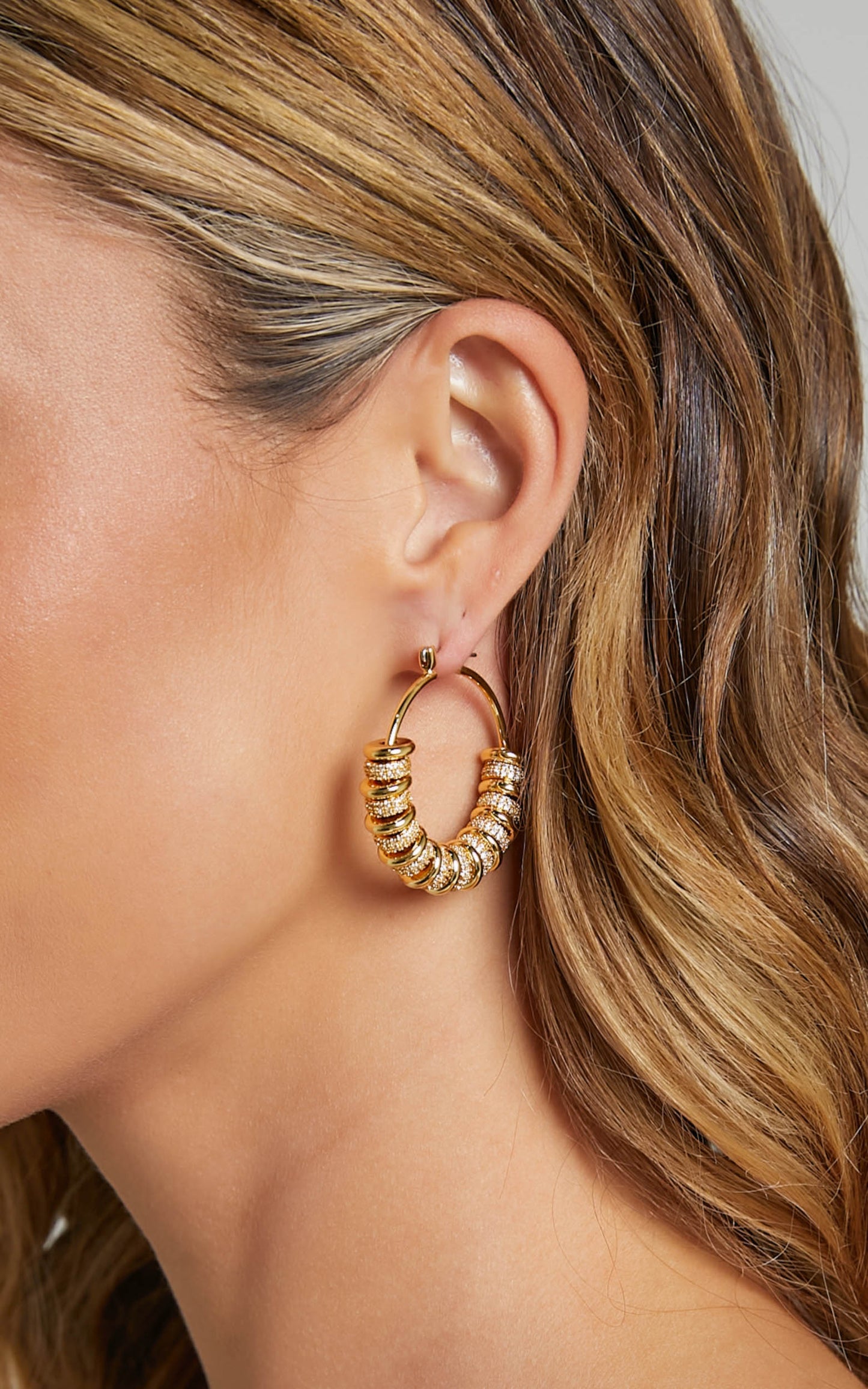 Luv AJ - Pearl Washer Hoops in Gold