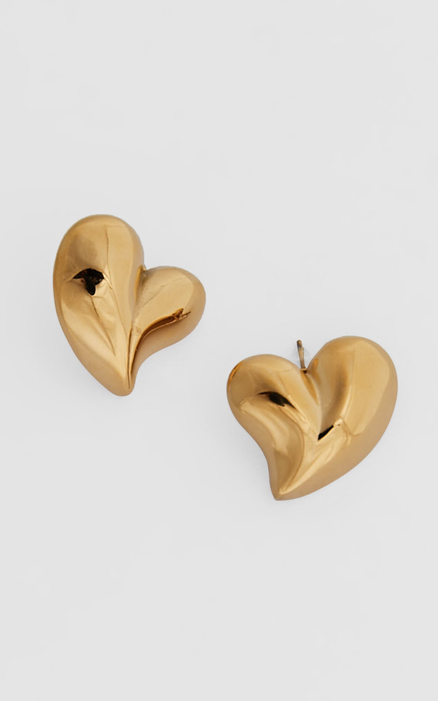 Athena Earrings - Raised Heart Shape Earrings in Gold