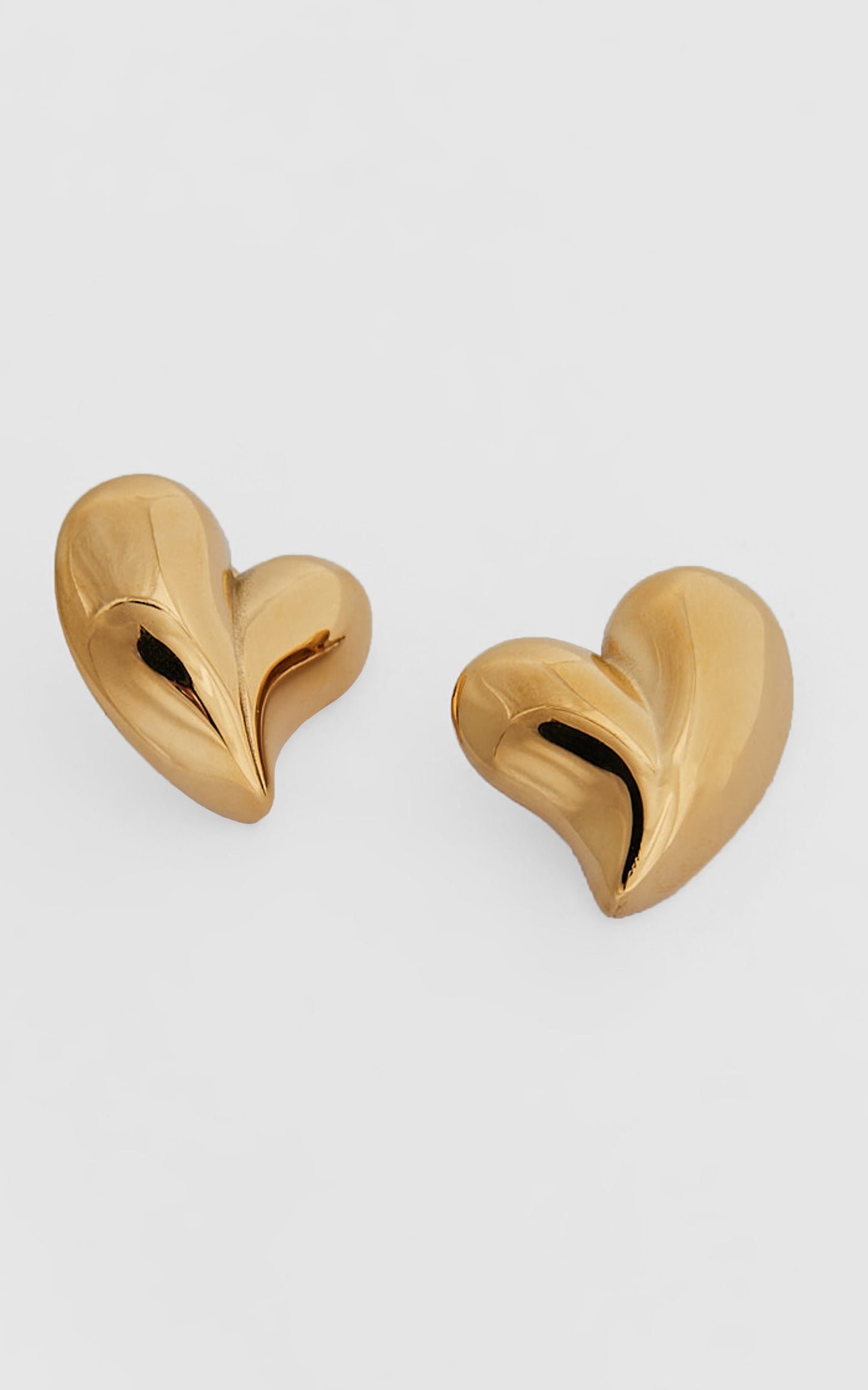 Athena Earrings - Raised Heart Shape Earrings in Gold