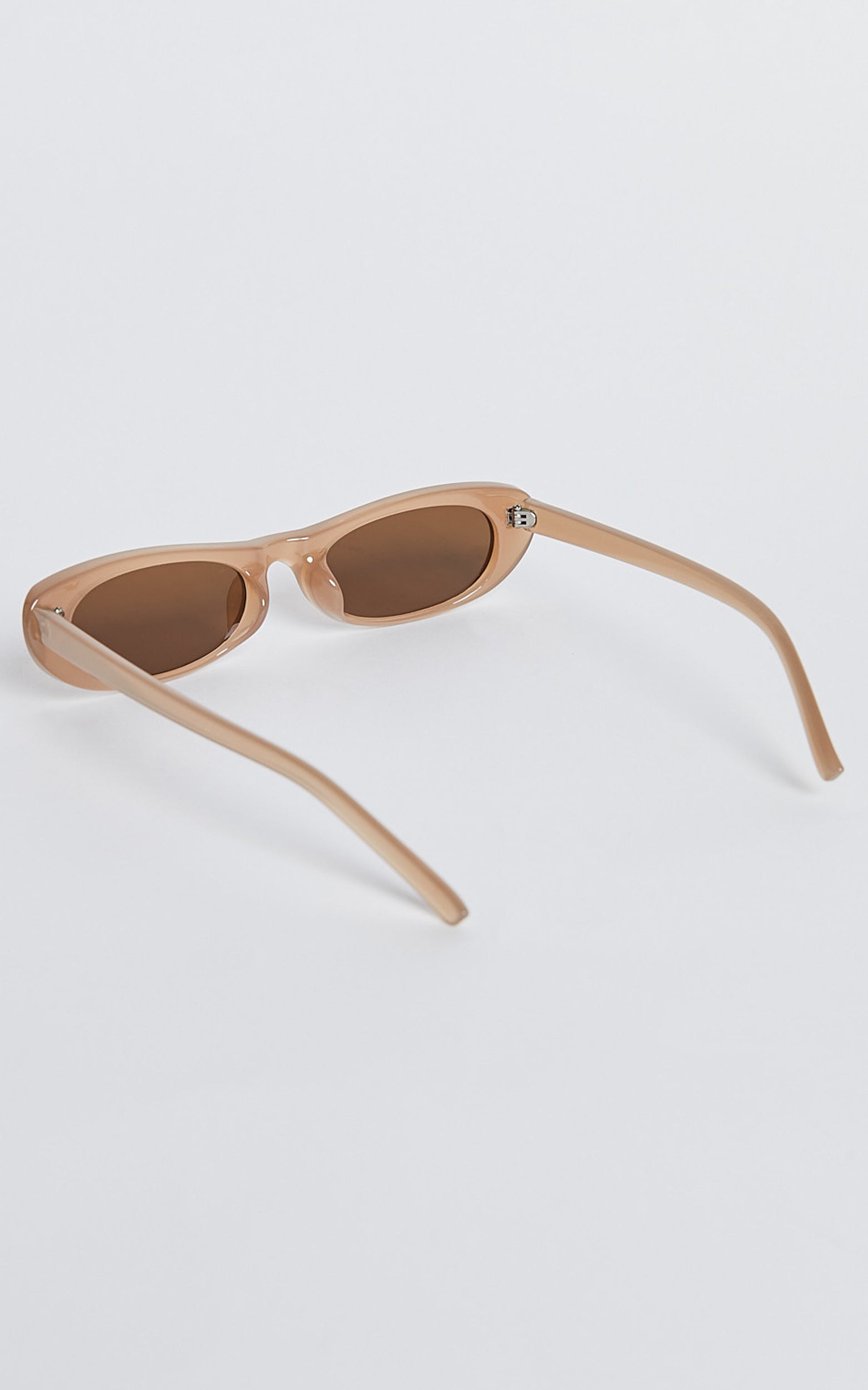 Carissa Sunglasses - Thin Rectangle Cat Eye Sunglasses in Taupe