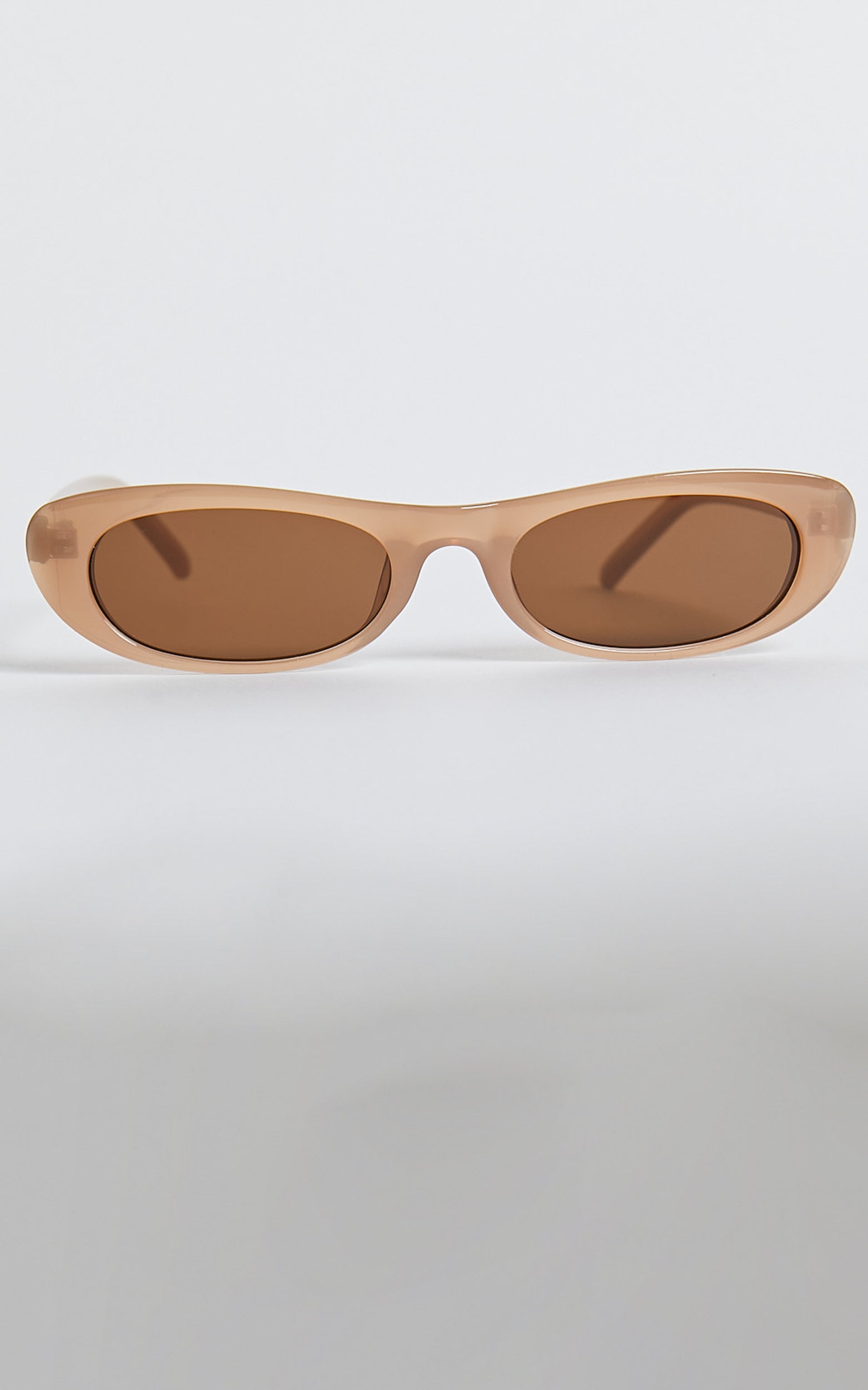 Carissa Sunglasses - Thin Rectangle Cat Eye Sunglasses in Taupe