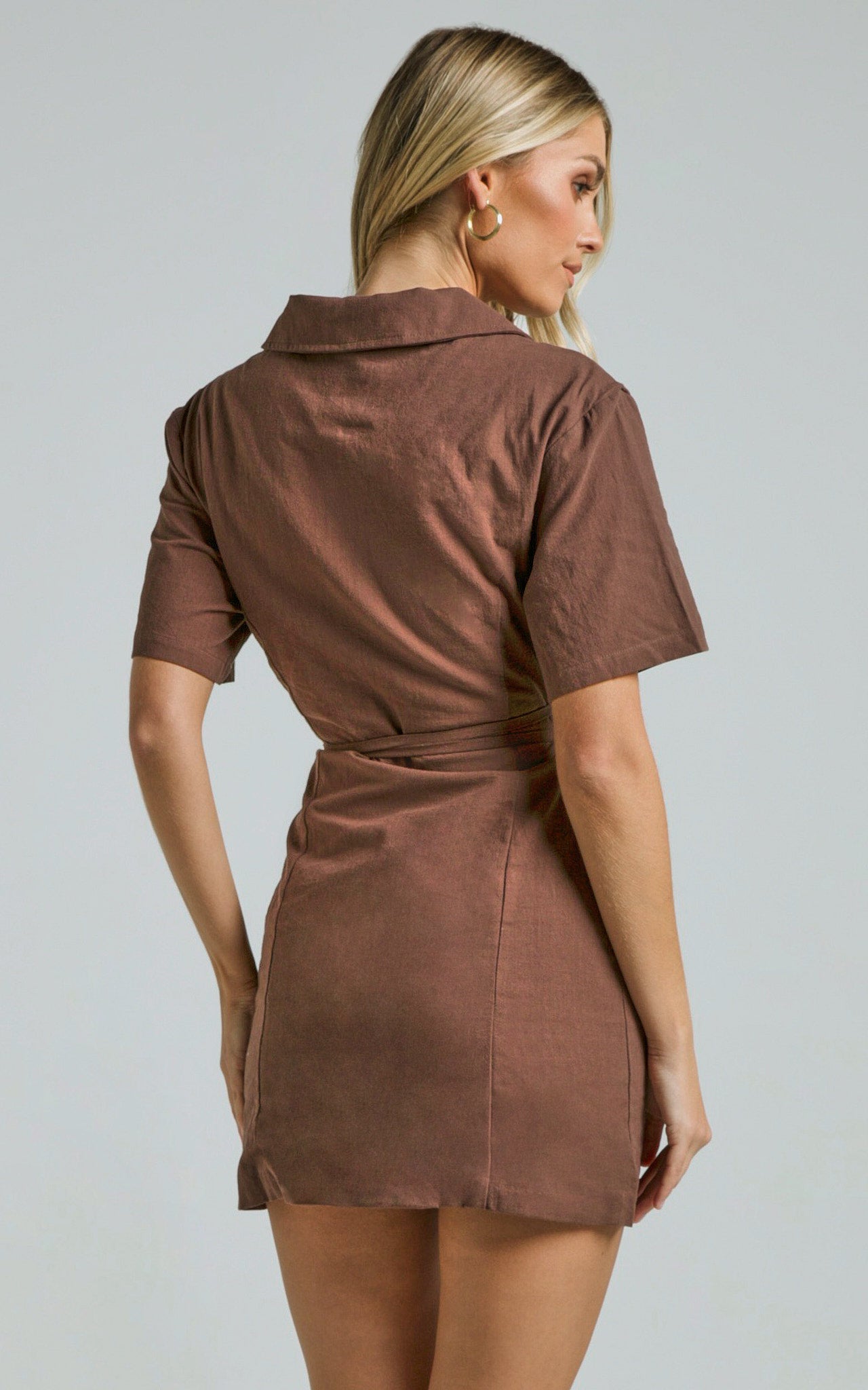 Marsha Mini Dress - Cut Out Short Sleeve Dress in Chocolate
